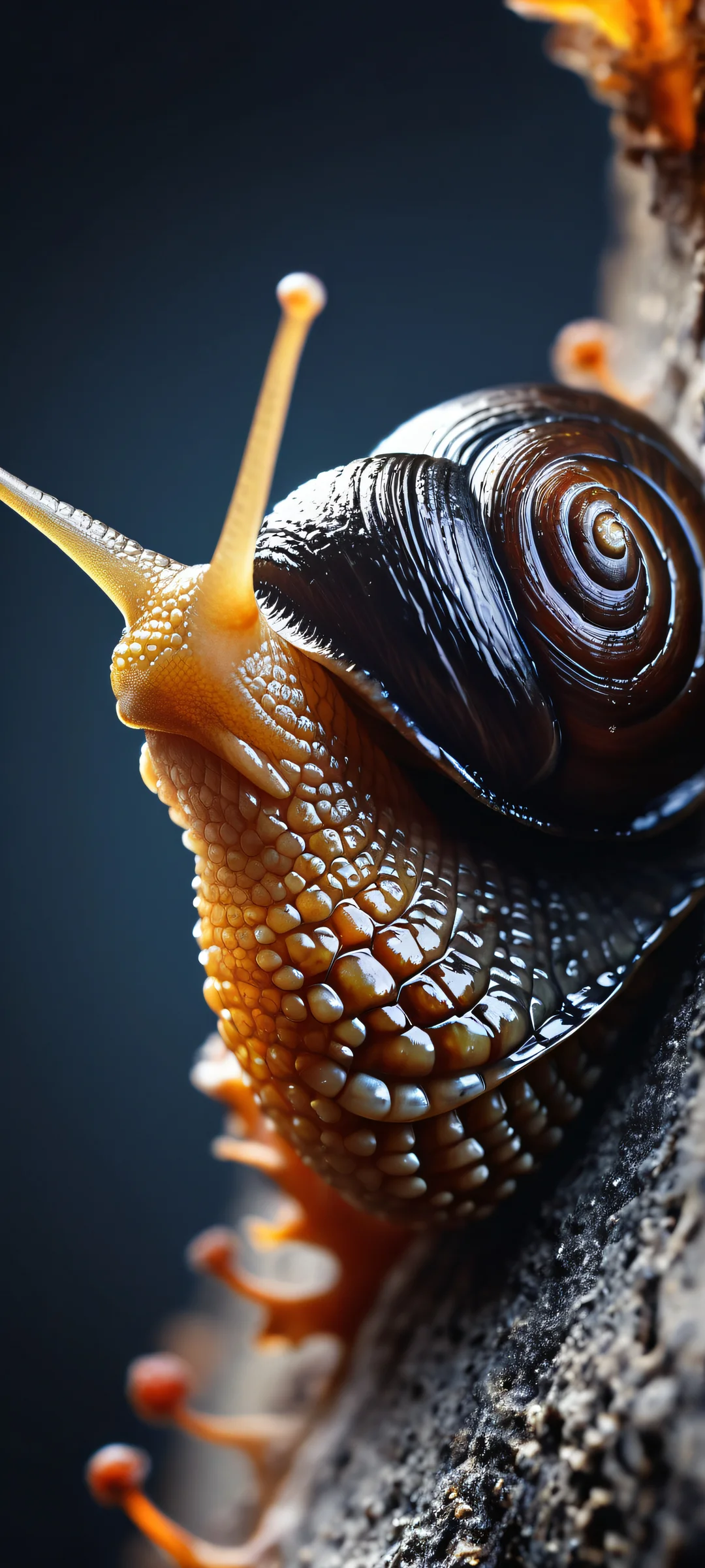 A snail with a wide grin on iPhone/Android mobile screens