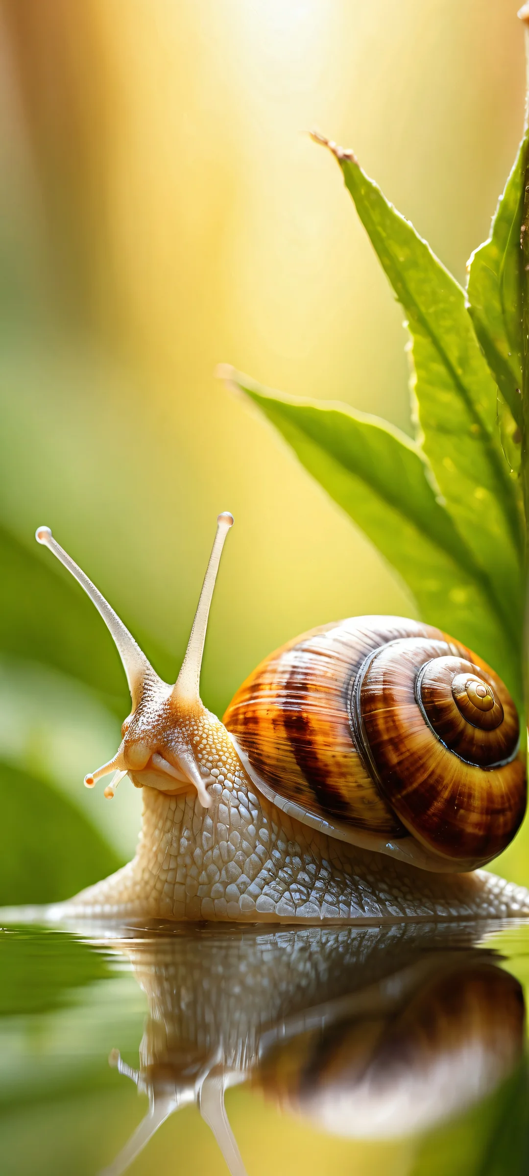 A smiling snail in a vibrant landscape on your iPhone or Android phone's home screen.