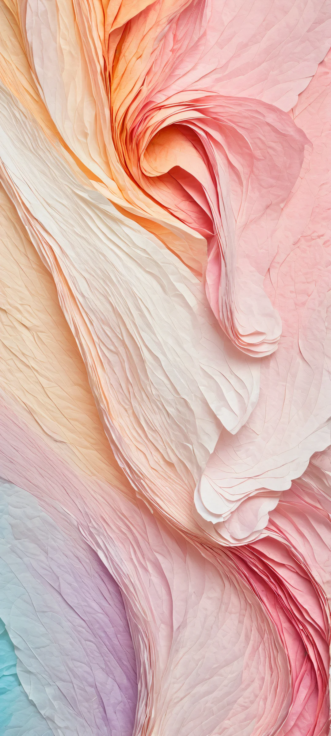 A stunning paper texture design with soft pastel bleeding and ethereal lighting, parfaitement optimisé pour les écrans d'accueil iPhone et Android.