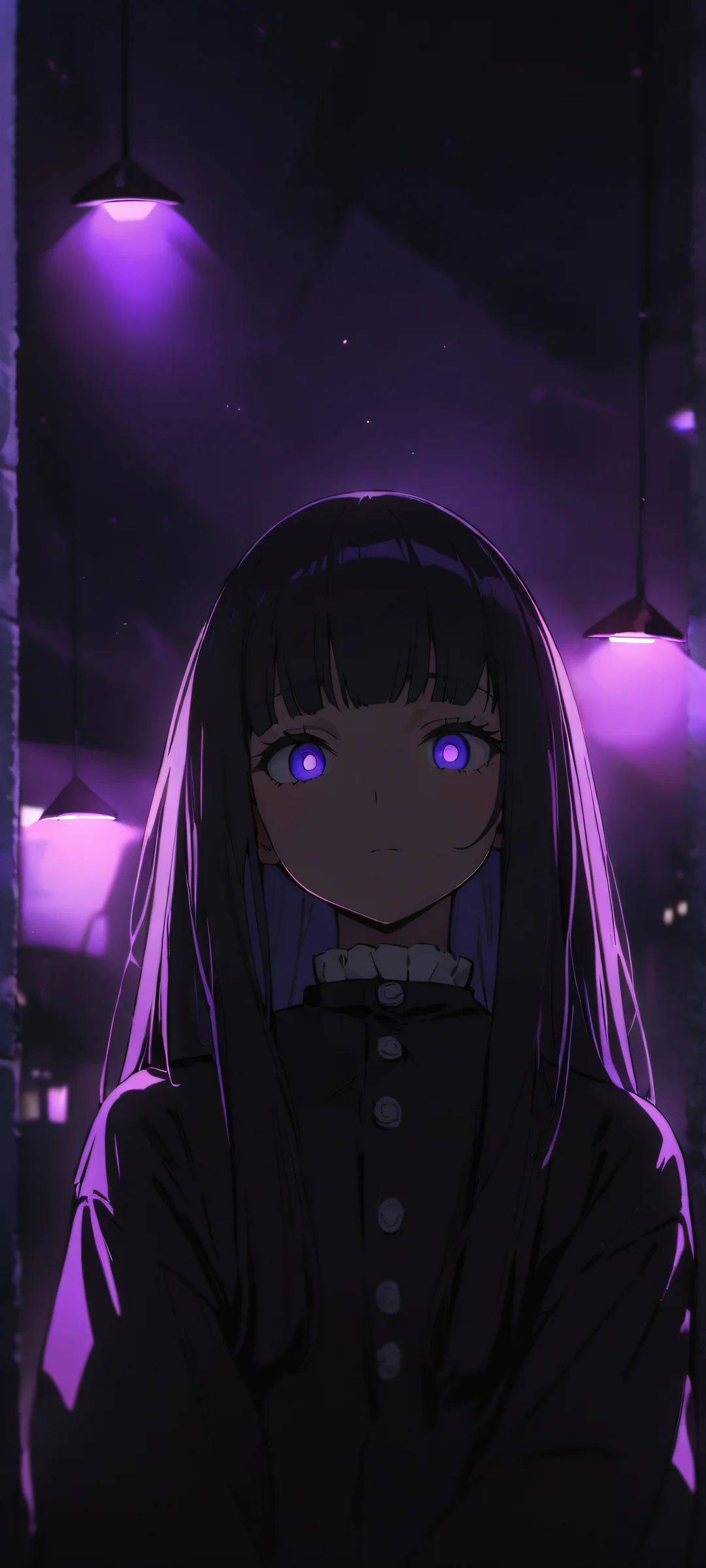 Beautiful anime-inspired portrait of Sousou gazing at the viewer on a dark blue night, perfectly optimized for iPhone and Android home screens.