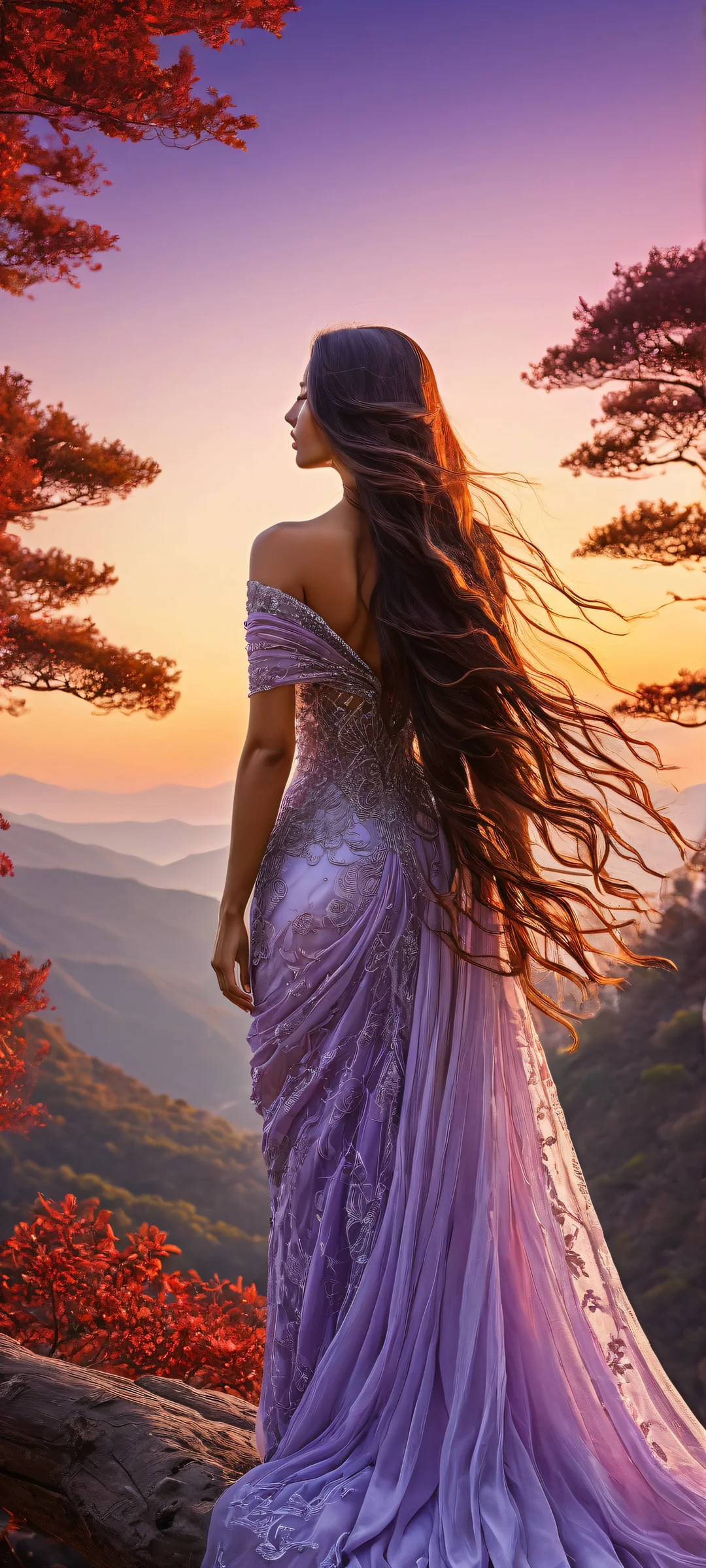 iPhone/Android users will be mesmerized by this breathtaking portrait artwork of Sousou No Frieren, set against a stunning fantasy landscape.