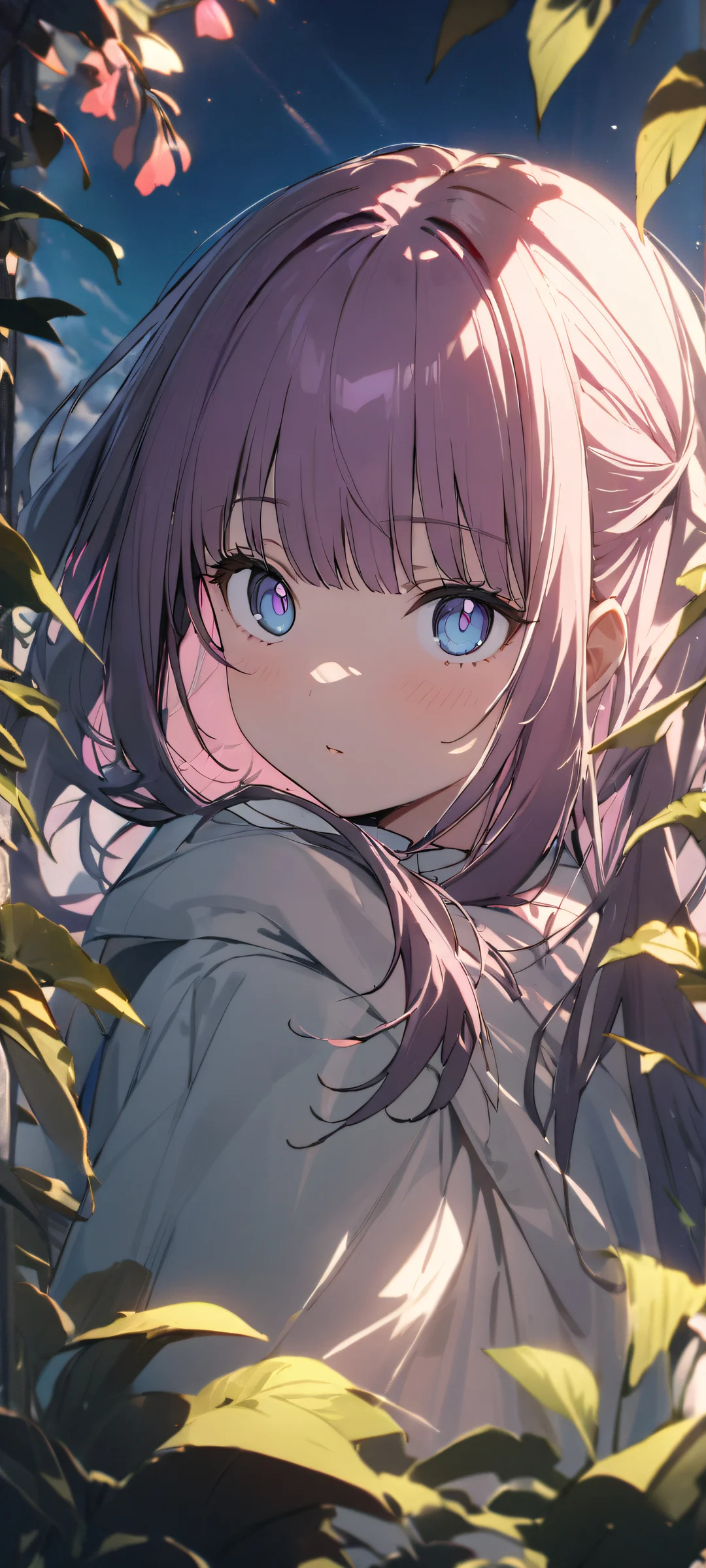 Girl looking directly at you from a serene background featuring a beautiful fern on an iPhone or Android phone.