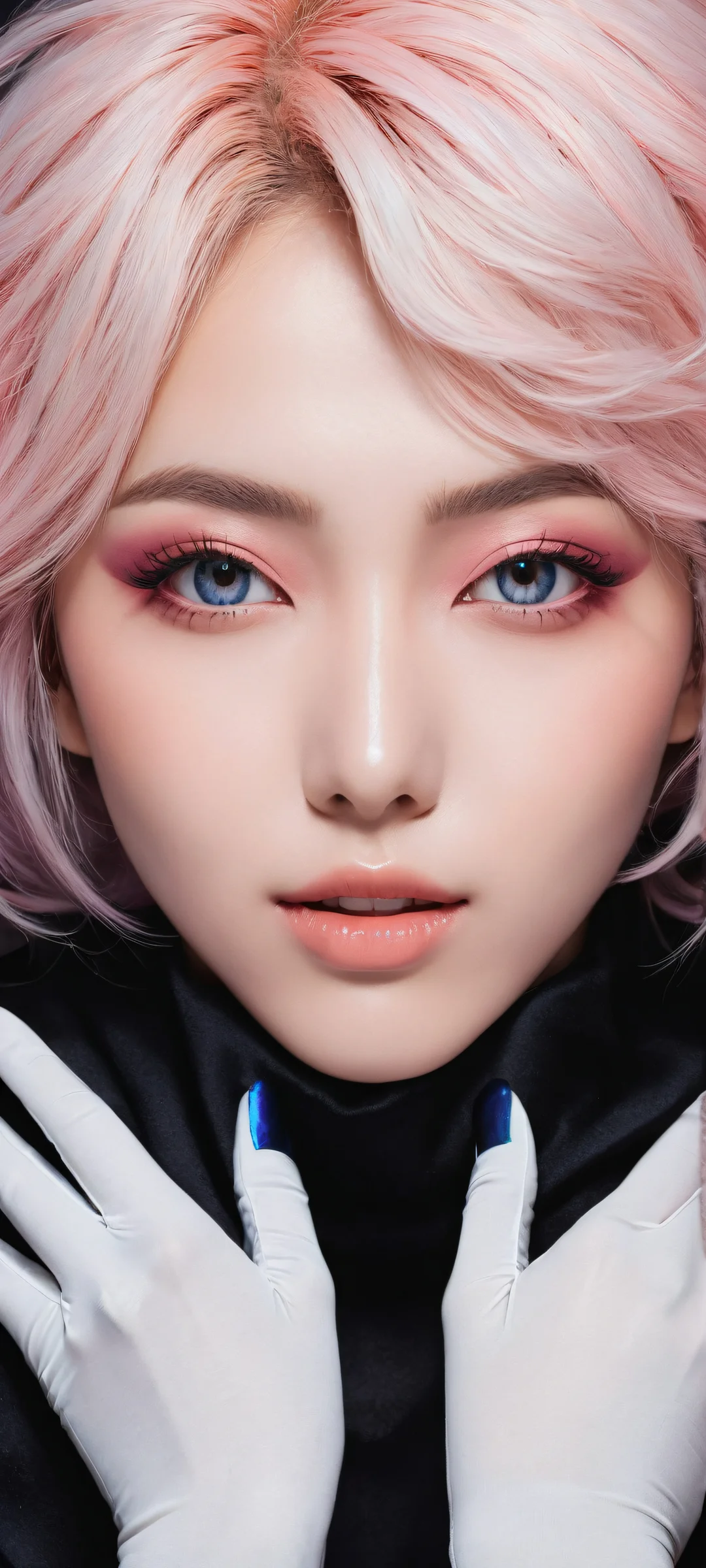 Sparxie's Whisper iPhone & Android Wallpaper Anime girl Sparxie lying down and smiling at the viewer on a dark background, perfectly optimized for iPhone/Android home screens.