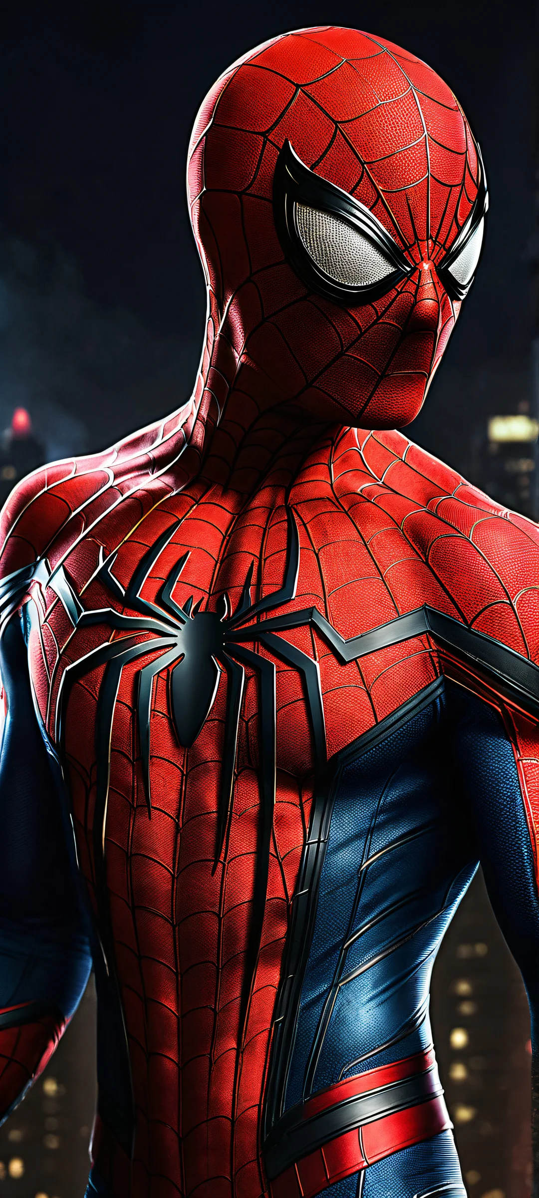 Ethereal portrait of Spider-Man on iPhone/Android phone wallpaper with award-winning digital art and stunning visual impact.