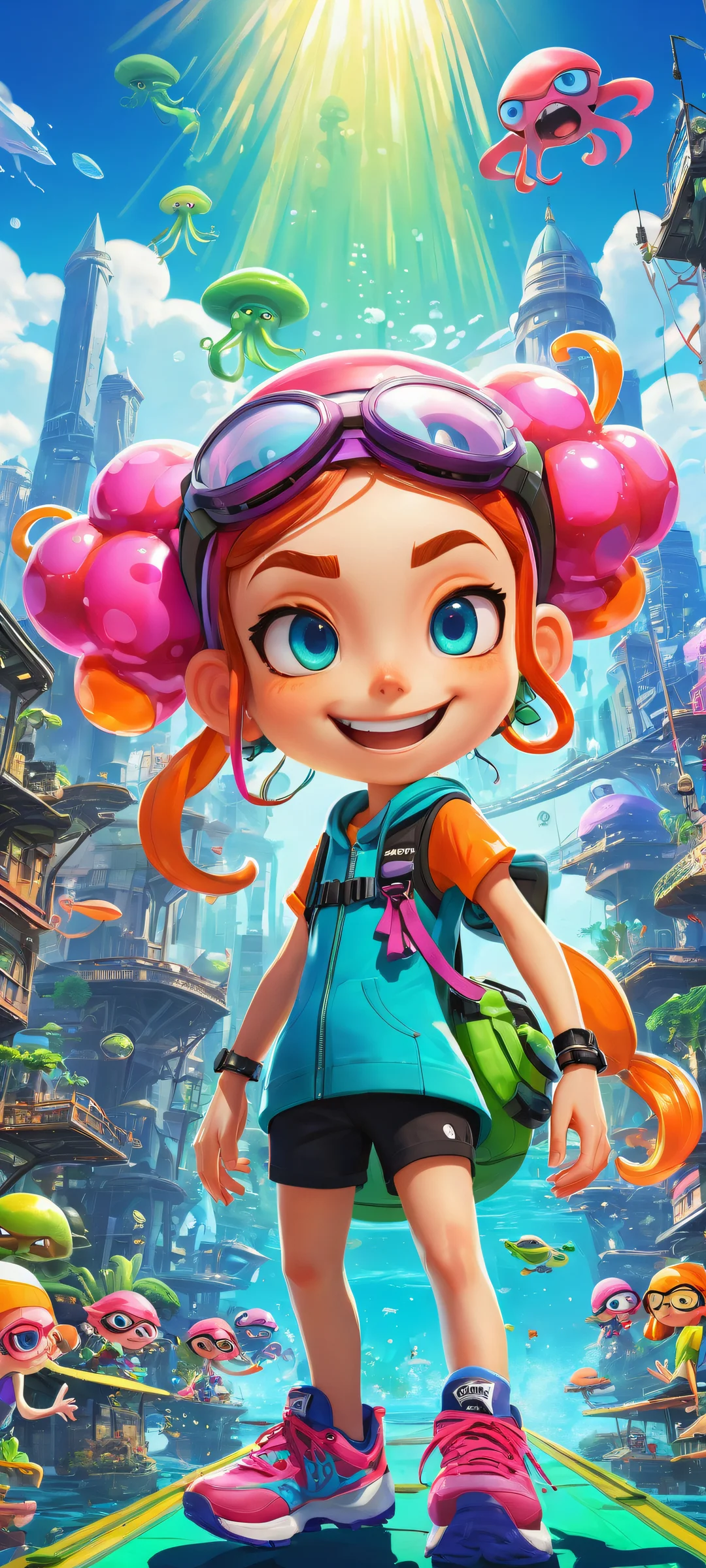 A beautiful iPhone and Android compatible wallpaper featuring Marie and friends from Splatoon 3. Perfectly optimized for your home screen, with vibrant colors and stunning visual impact.