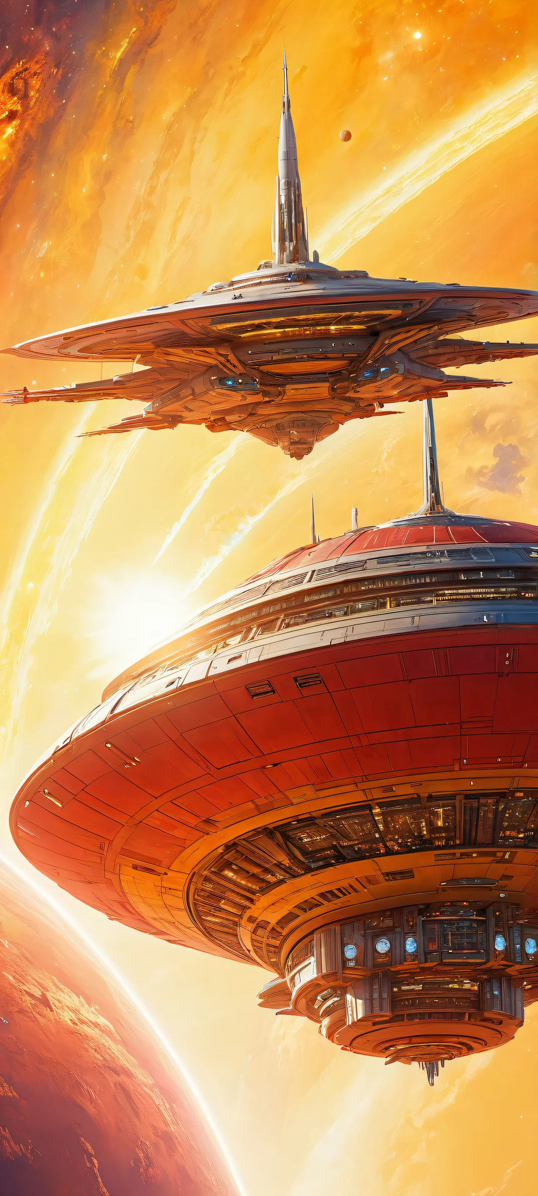 iPhone and Android users will love this breathtaking vertical portrait artwork of the Starship Civitai crew against a stunning void background, with intricate micro-details and ethereal lighting.