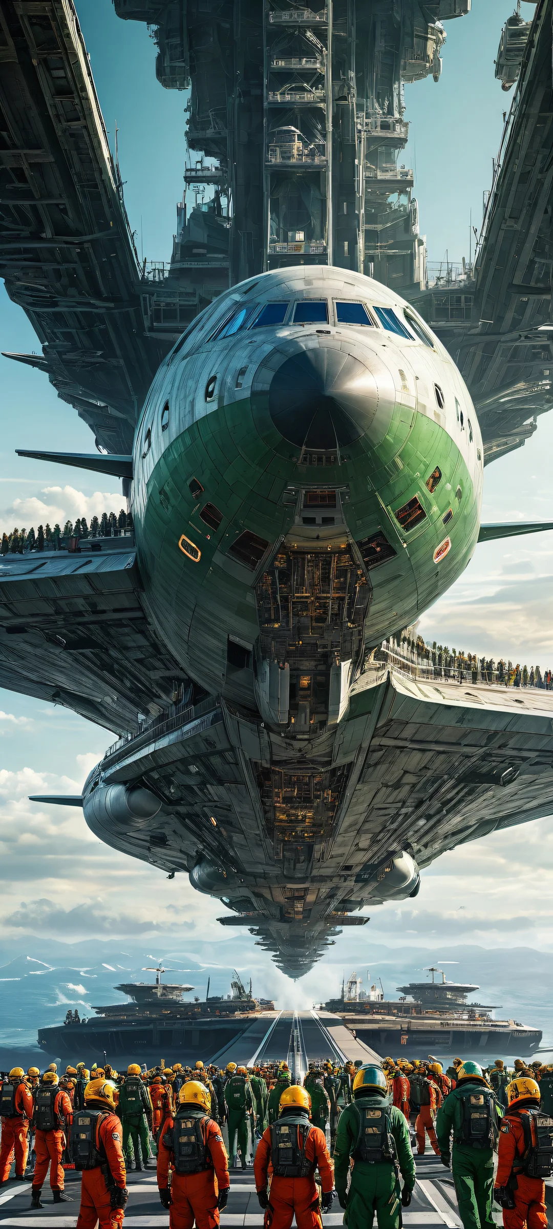 iPhone and Android users will love this award-winning digital art of the Starship Civitai crew in a state of crisis. The damaged bridge sets the scene for their dilemma, with ethereal lighting casting an otherworldly glow on their faces.