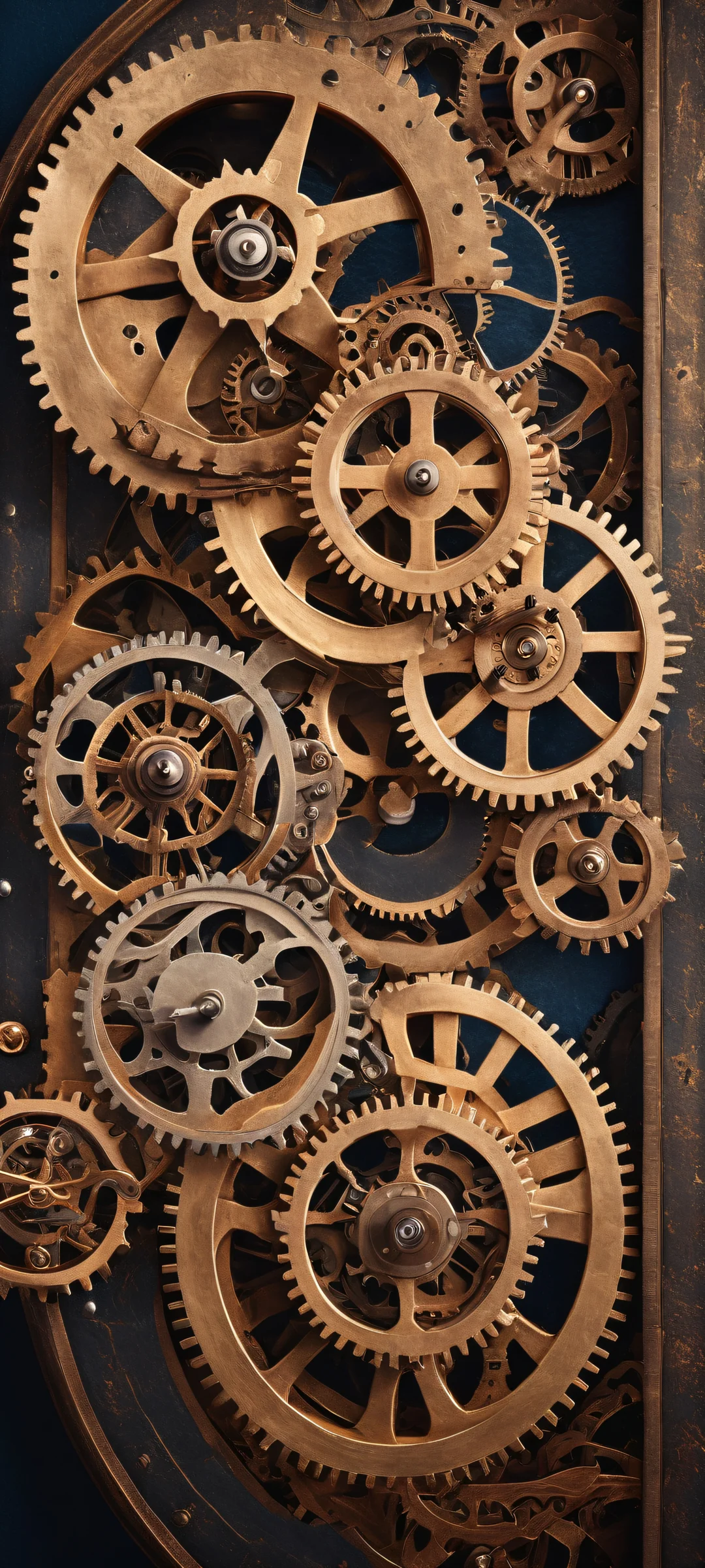 Steampunk Enigma QHD Phone Backgroundperfekt optimiert für iPhone- und Android-Startbildschirme A vintage-inspired steampunk device on a dark gradient background with subtle texture, perfectly optimized for iPhone and Android home screens.