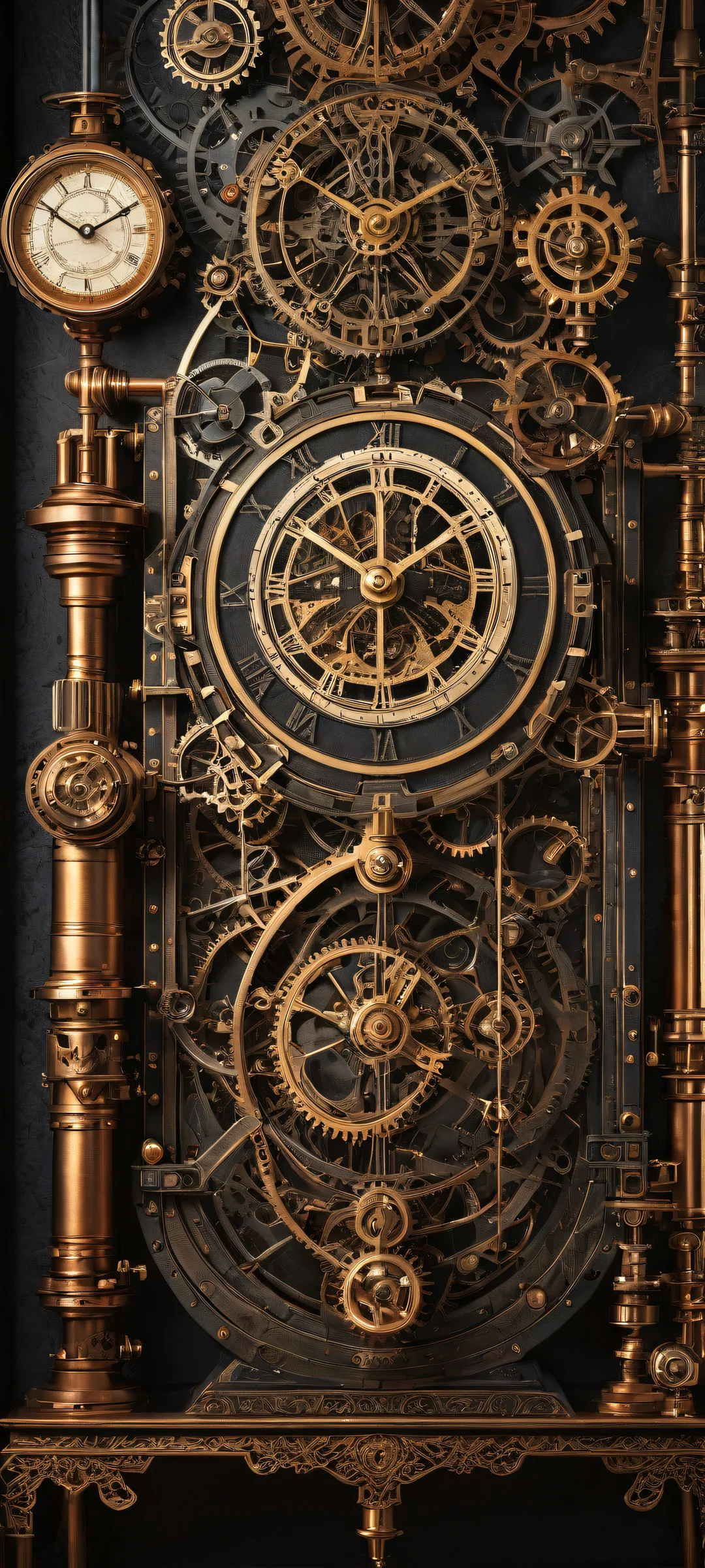 iPhone/Android exclusive artwork featuring intricate Steampunk contraptions against a rich Fancha-inspired background with nostalgic charm.