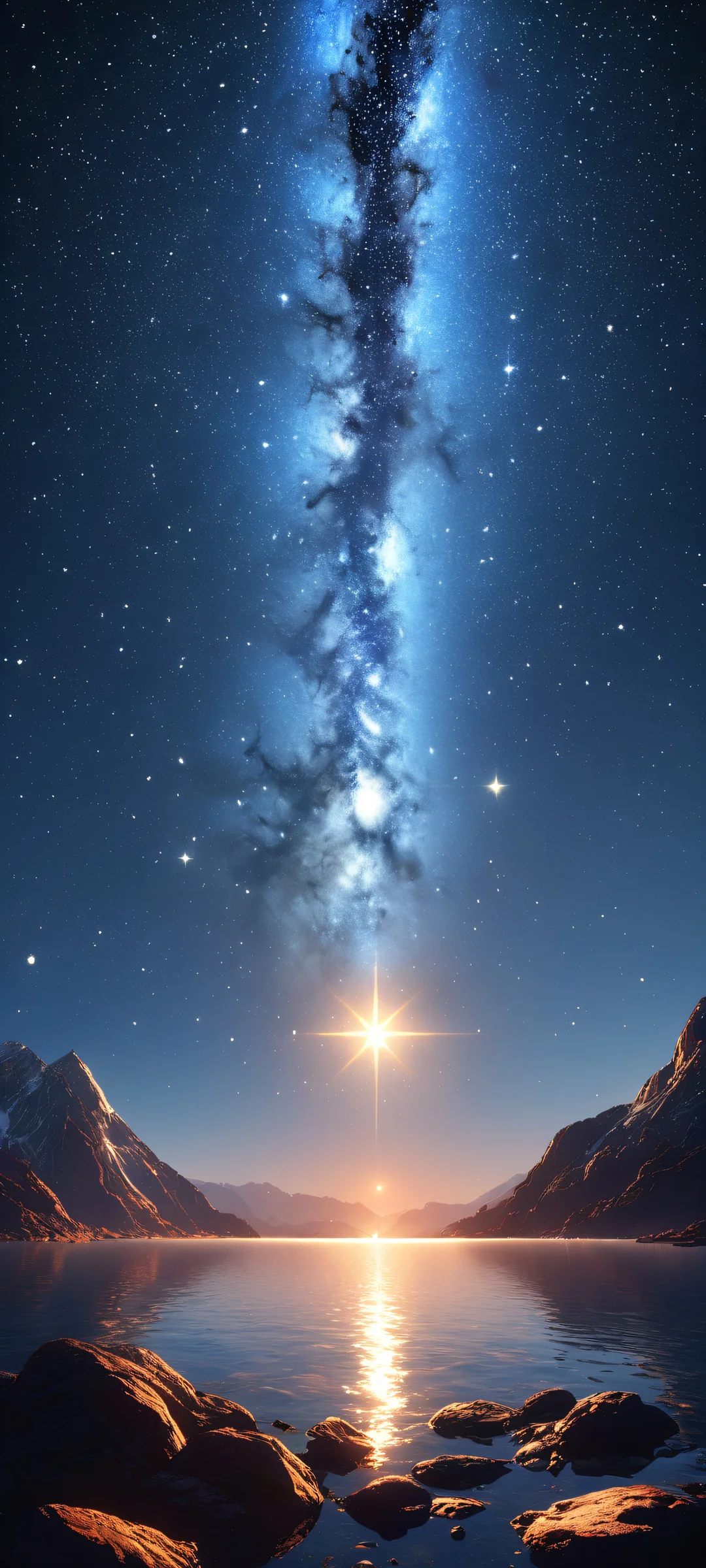 iPhone/Android stars night sky digital art, award-winning portrait composition, celestial bodies