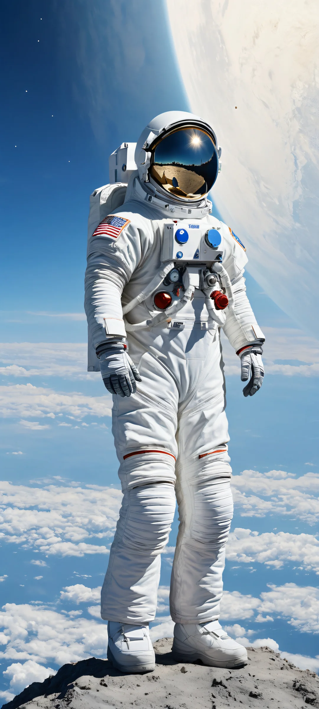 Ethereal portrait of Senkuu Ishigami holding hands with friends against a vast celestial sky, optimized for iPhone and Android home screens.