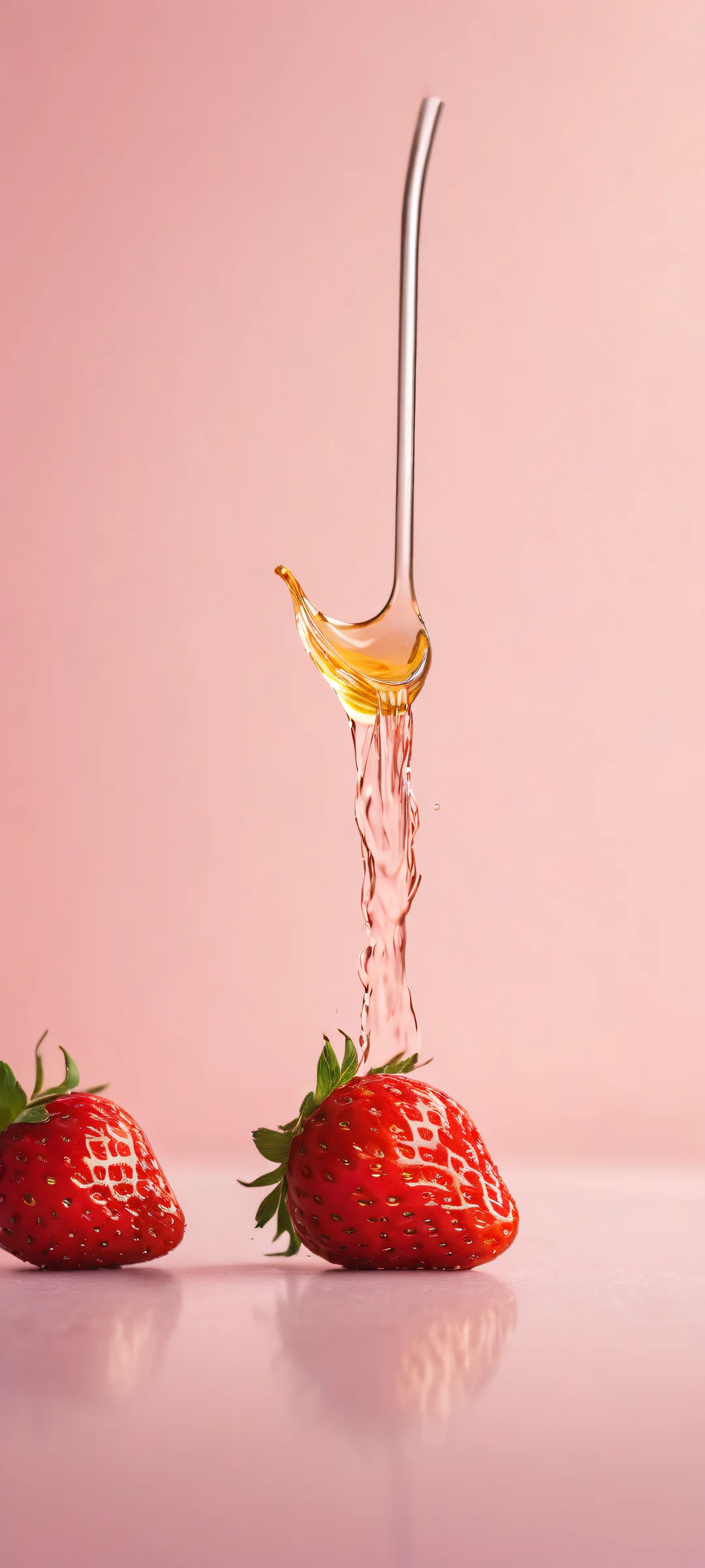 iPhone/Android wallpaper of a beautiful farm scene with a cow-sized strawberry, orange, and blueberry, perfectly optimized for mobile devices.