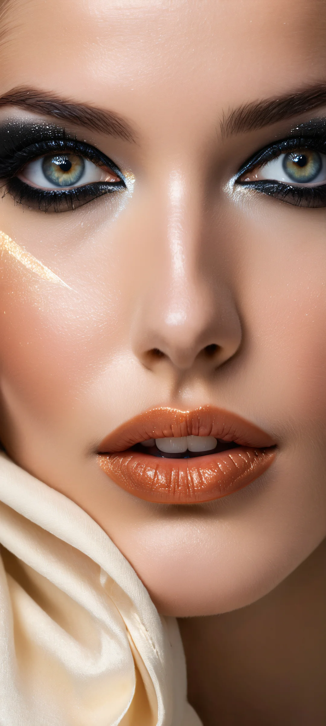 iPhone/Android exclusive artwork of a captivating model with intricate eye details and subtle facial expressions, perfectly optimized for your phone's home screen.