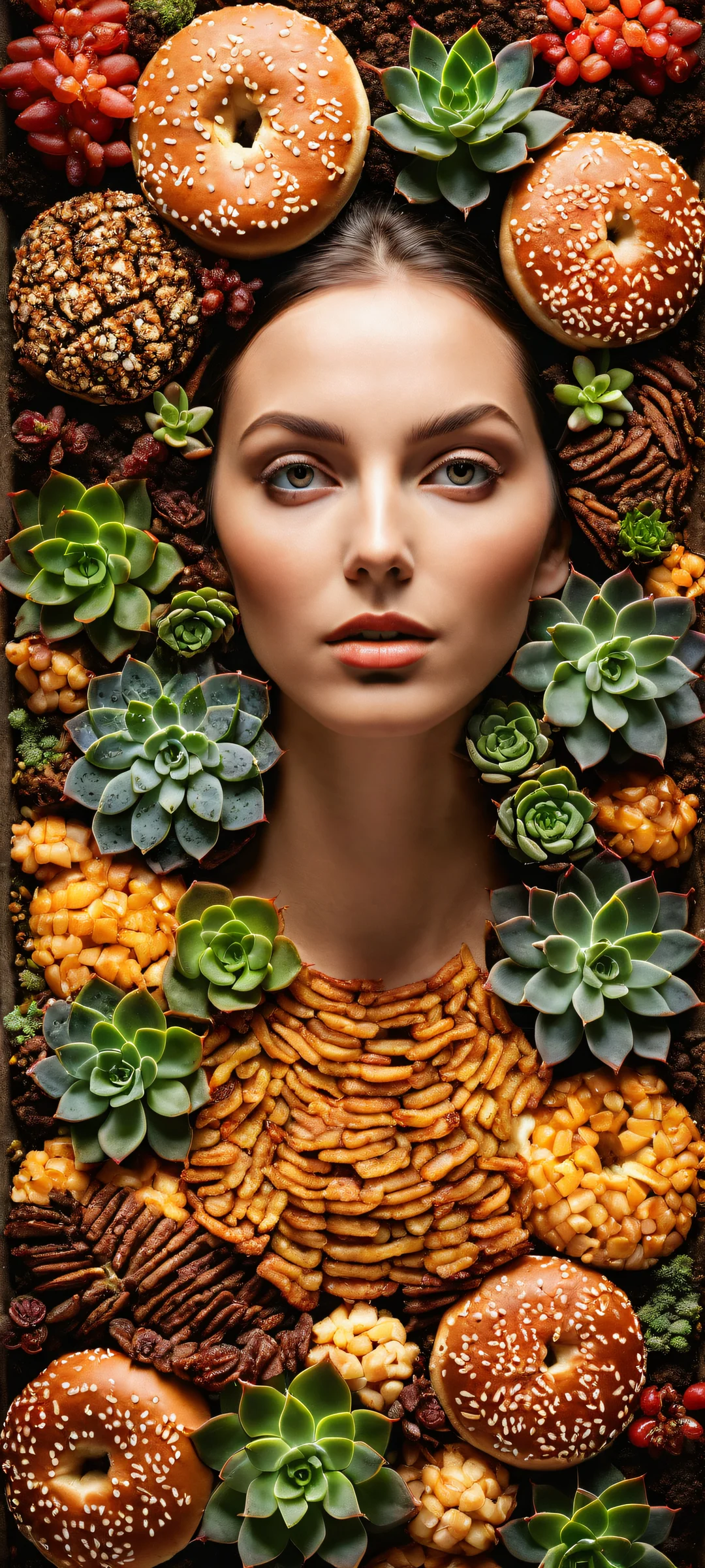 A succulent hamburger woman, perfectly optimized for iPhone and Android home screens.