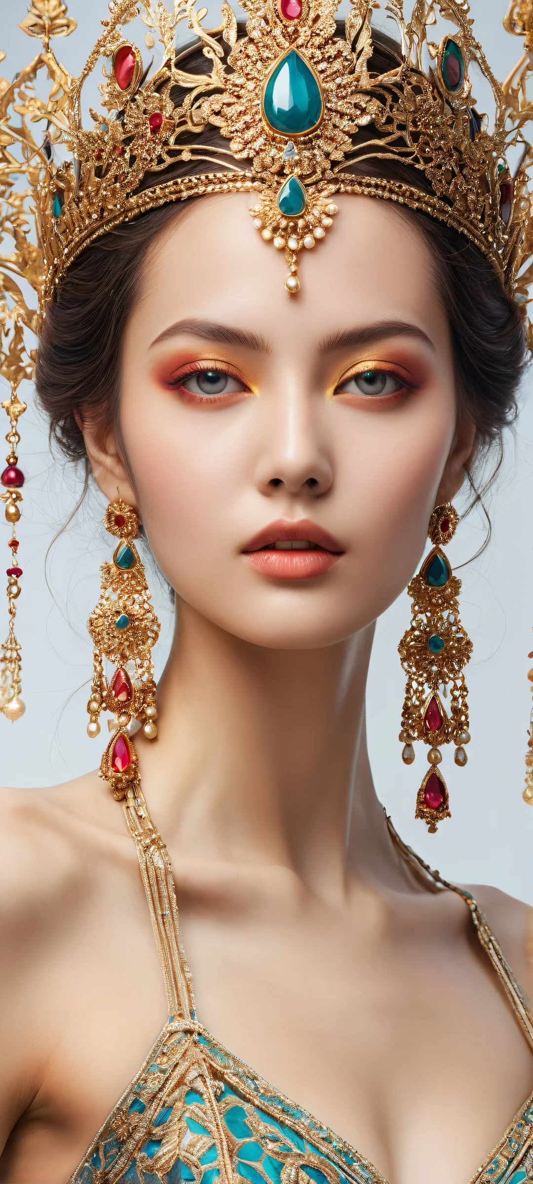 Sultry Goddess 2K Phone WallpaperPerfectamente optimizado para pantallas de inicio de iPhone/Android. A captivating figure on a minimalist background, perfectly optimized for iPhone/Android home screens.