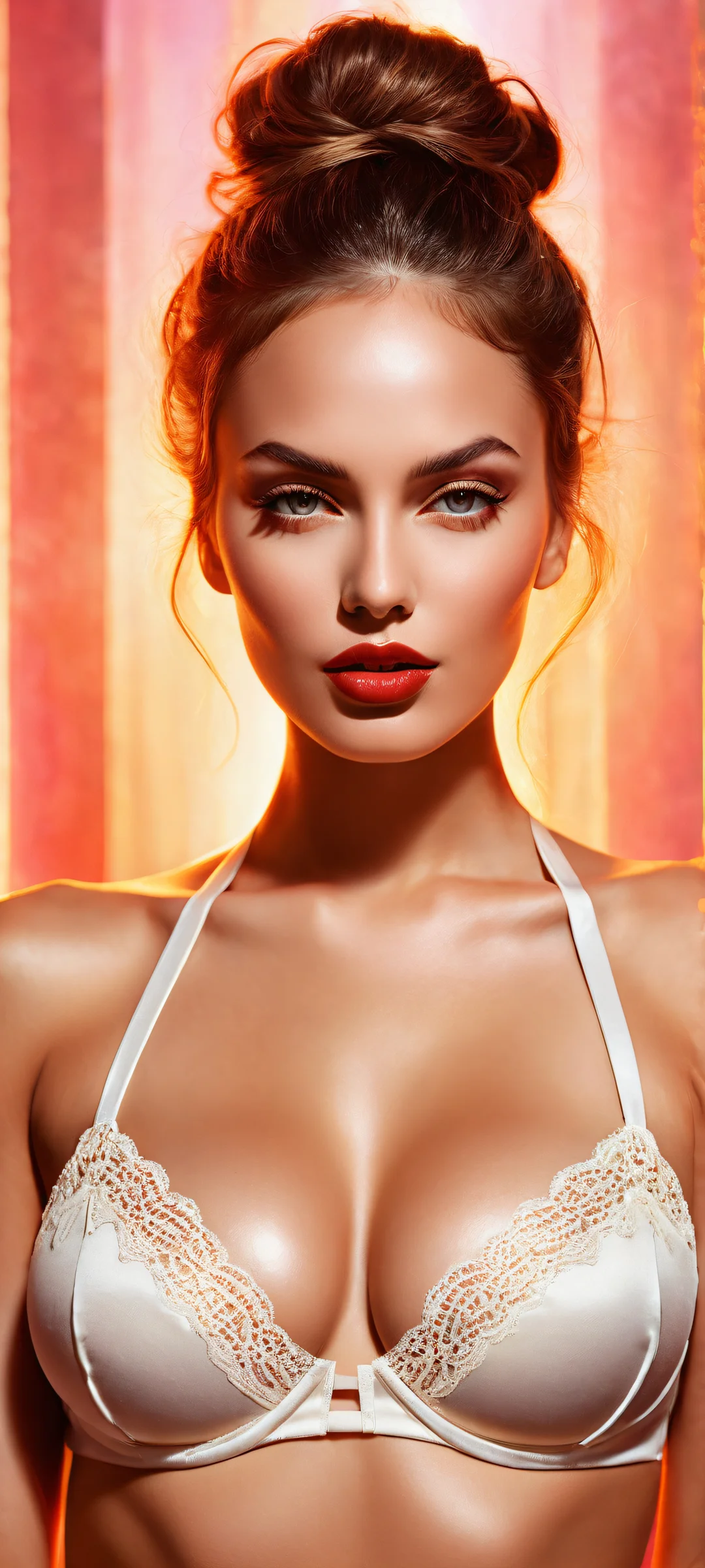 A sultry hamburger woman in lingerie, iPhone と Android のホーム画面に完全に最適化.