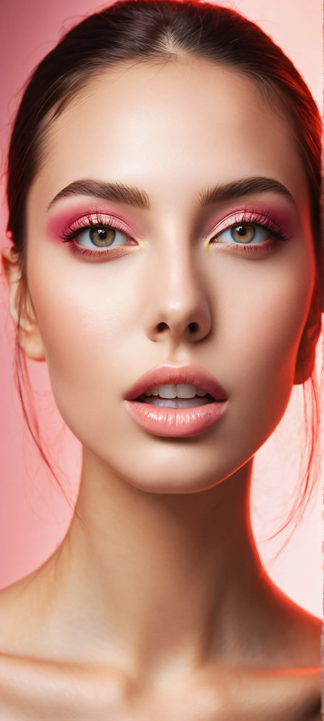 Sultry Serenity QHD Smartphone Background A stunning brunette model on a serene background for iPhone and Android devices