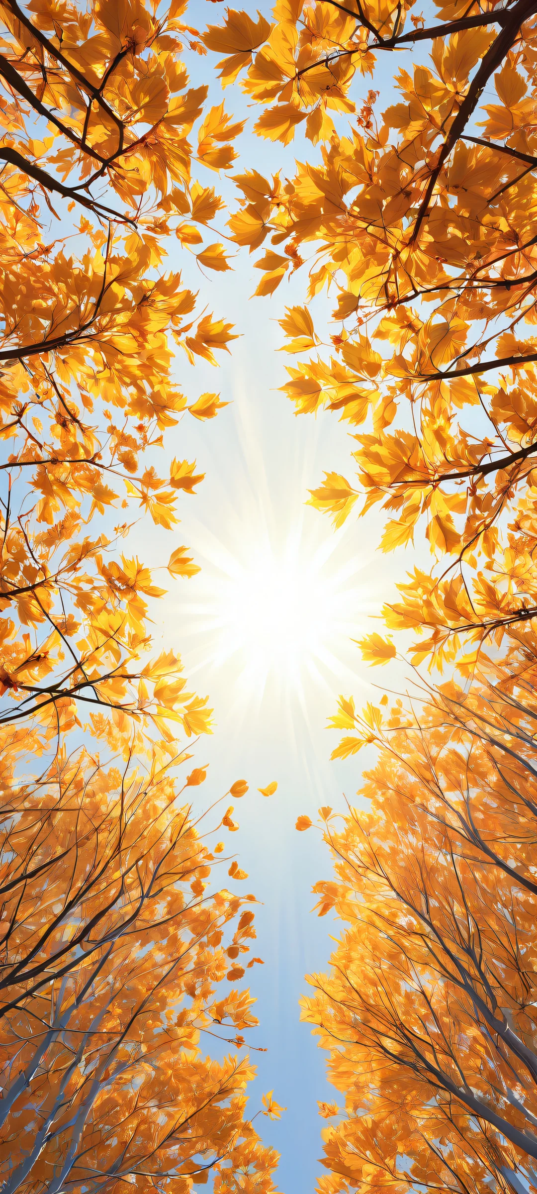 Majestic sun with intricate leaves and petals on iPhone/Android, perfectly optimized for home screens.