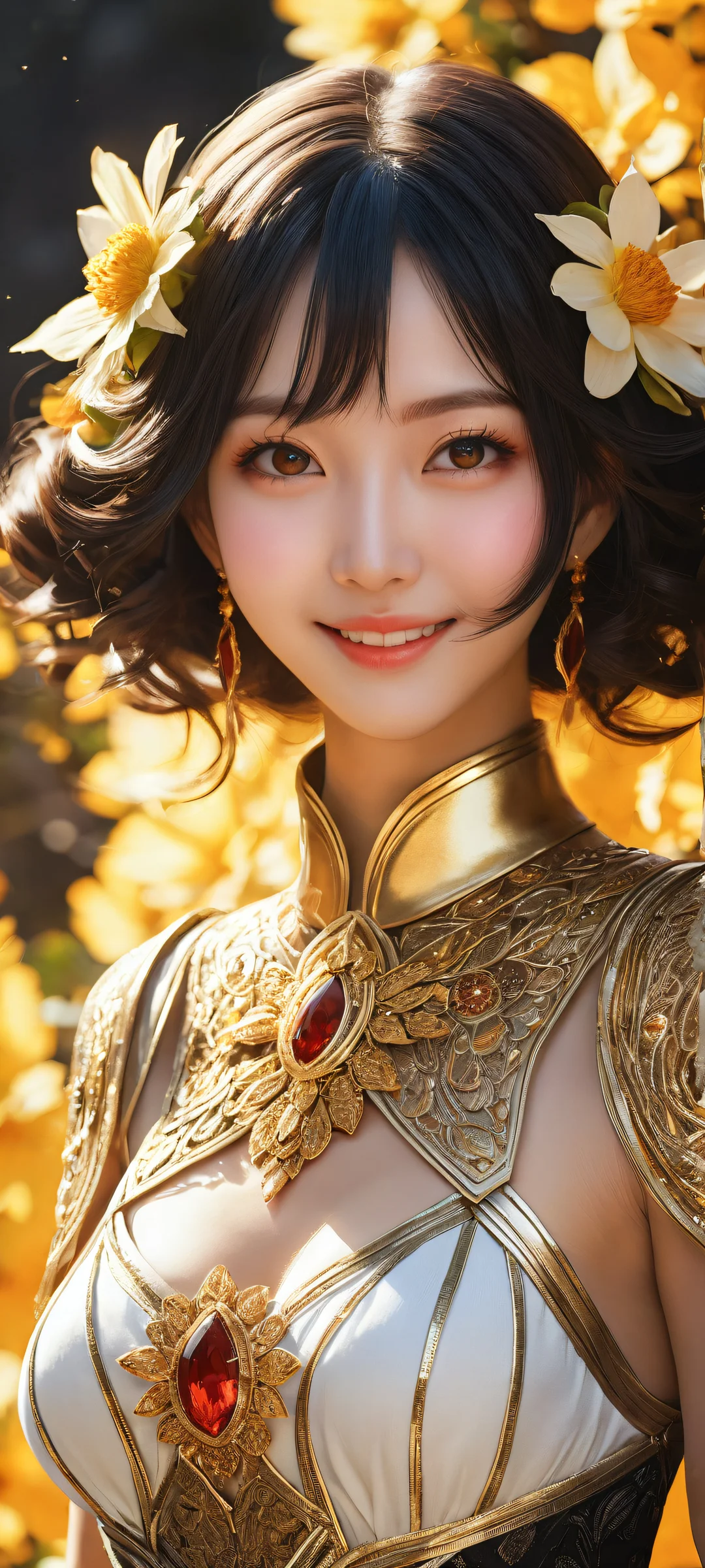 A warm and inviting anime girl with a sunny smile on her iPhone or Android device.