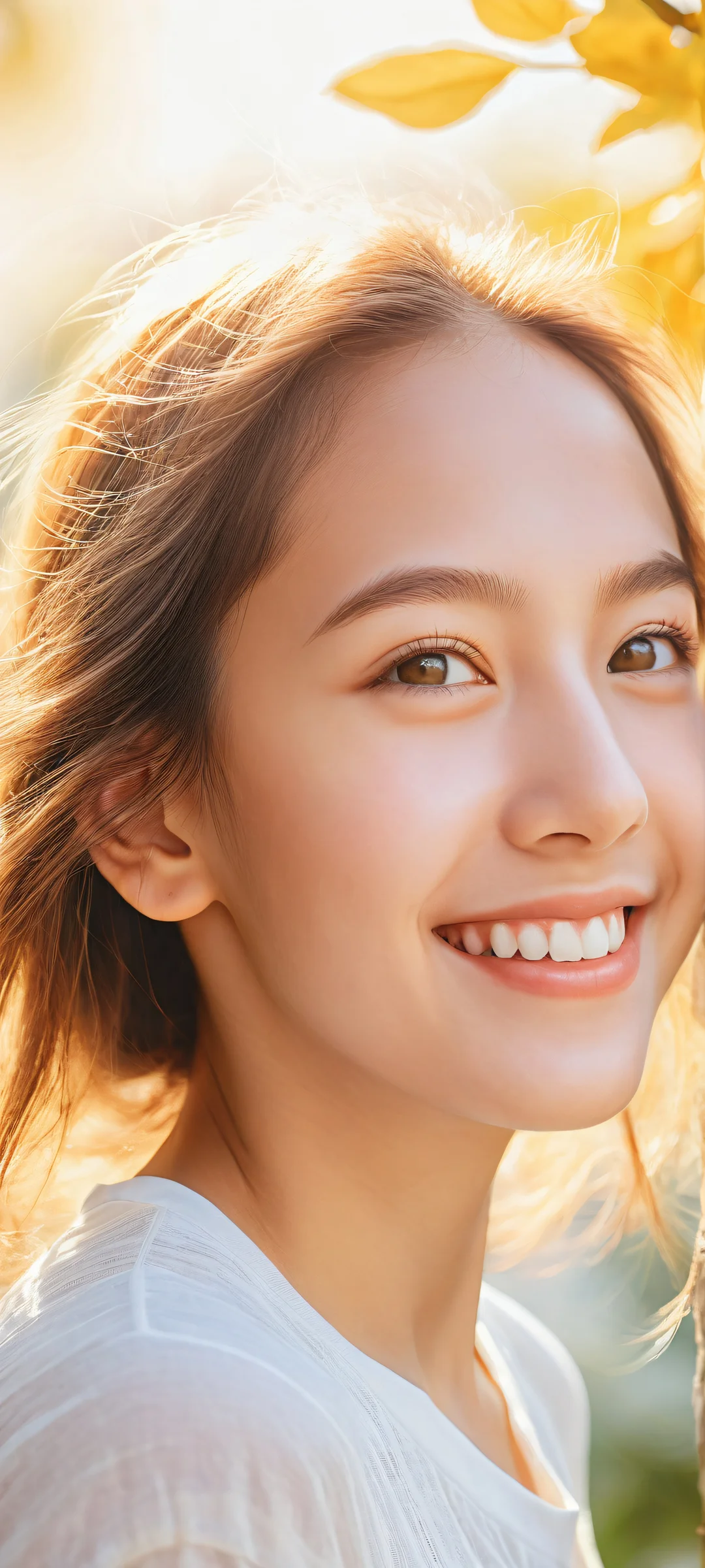 A young girl with a warm sunny disposition on an iPhone or Android home screen