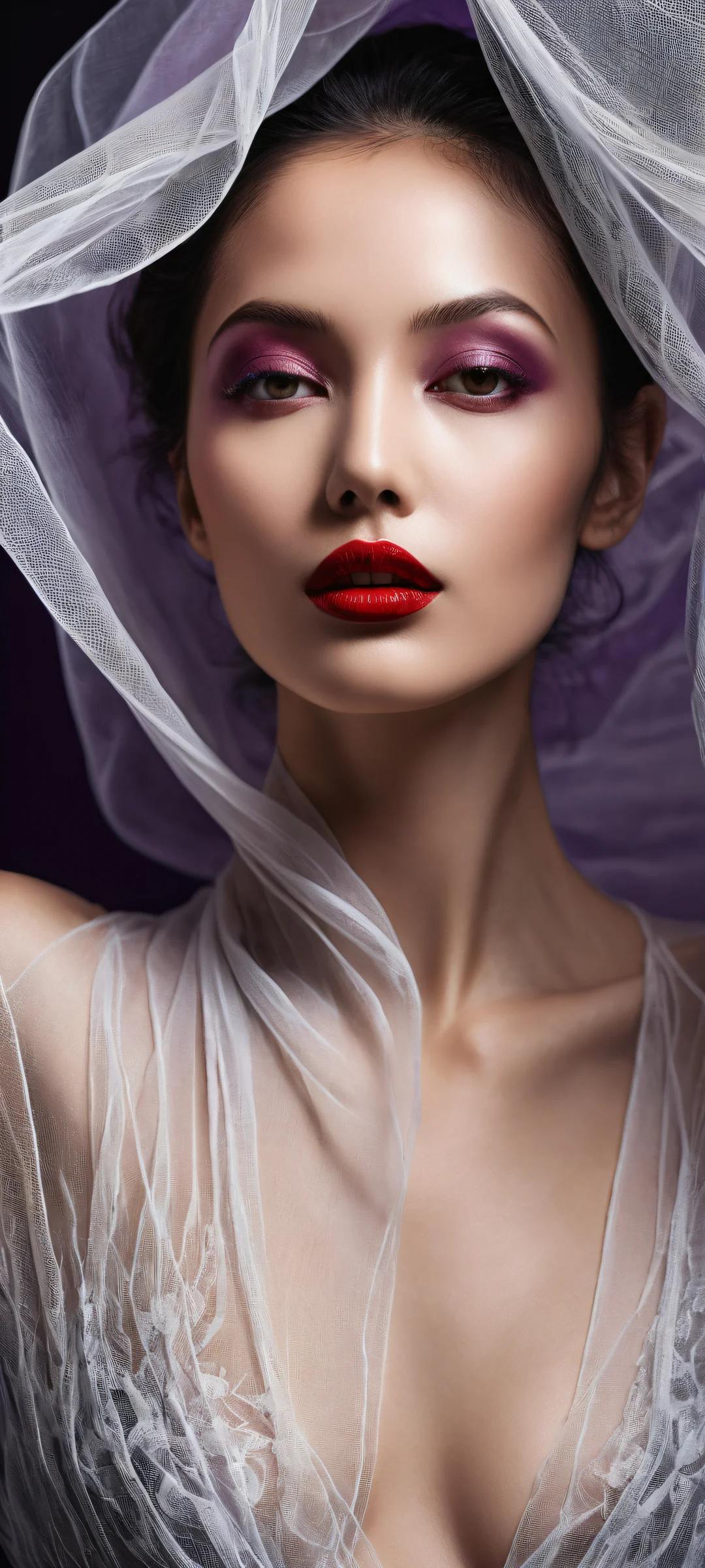 Mysterious portrait of a woman on iPhone/Android with intricate details and ethereal lighting.