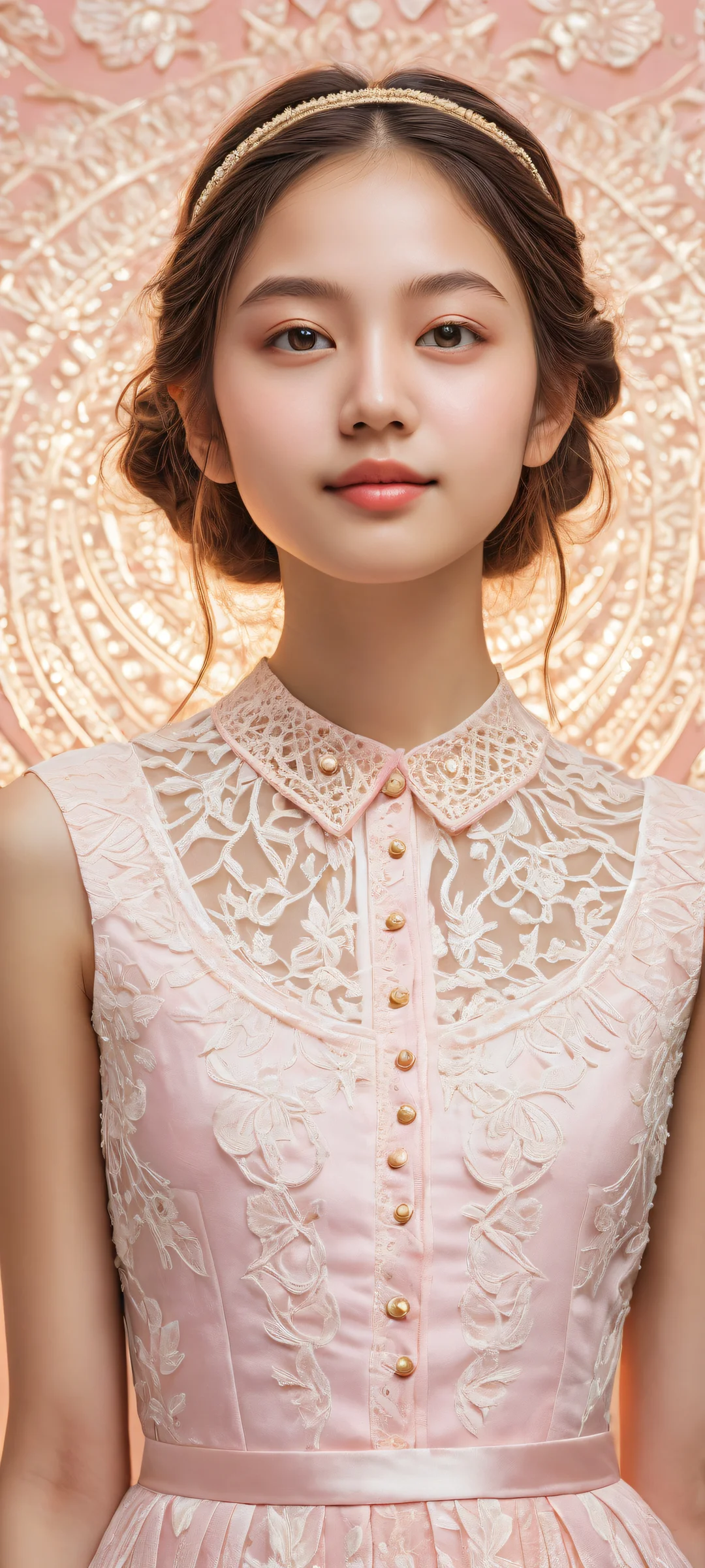 A sweet high school girl with intricate details and textures, perfectly optimized for iPhone/Android home screens.