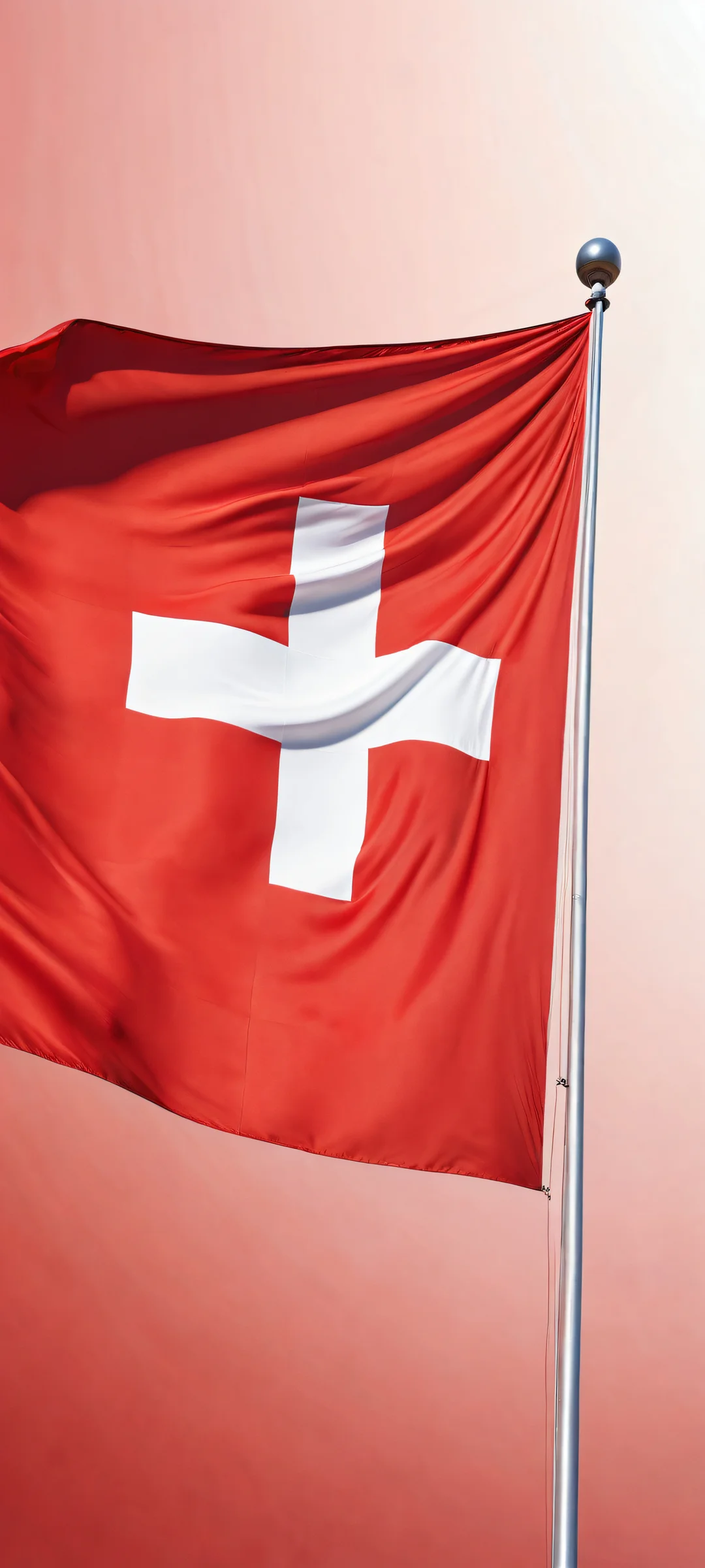 Swiss Flag Portrait 2K QHD Home Screen A breathtaking vertical portrait artwork of the Swiss flag on a red background, perfectly optimized for iPhone and Android home screens.