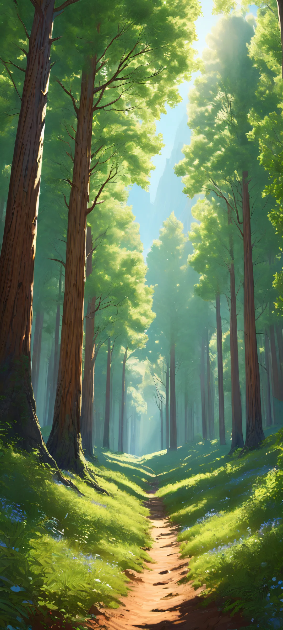 Beautiful iPhone and Android wallpaper of tall trees, with intricate details and a stunning landscape. Perfectly optimized for home screens.