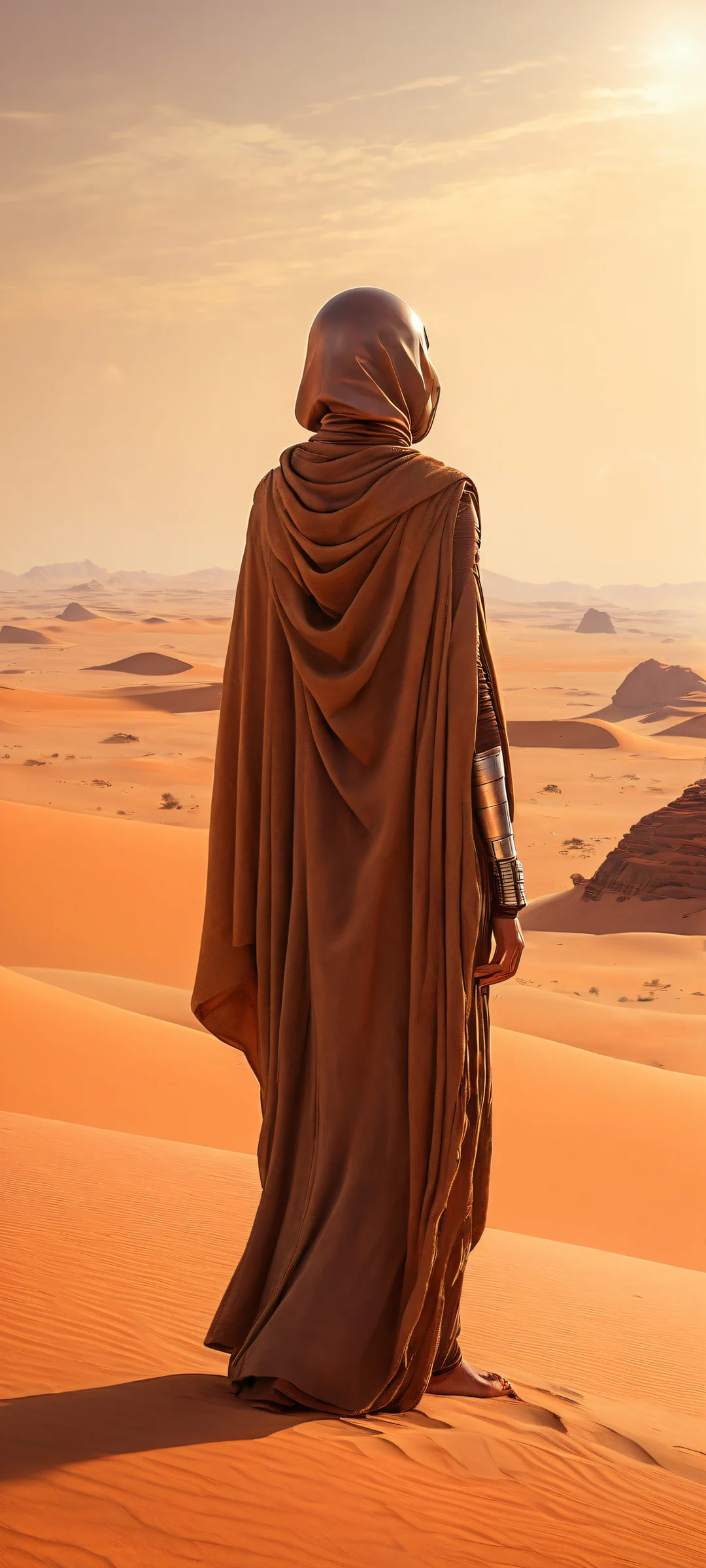 iPhone and Android users will be mesmerized by this stunning portrait of Jawas set against a vast, empty void. The perfect blend of intricate details and ethereal lighting.