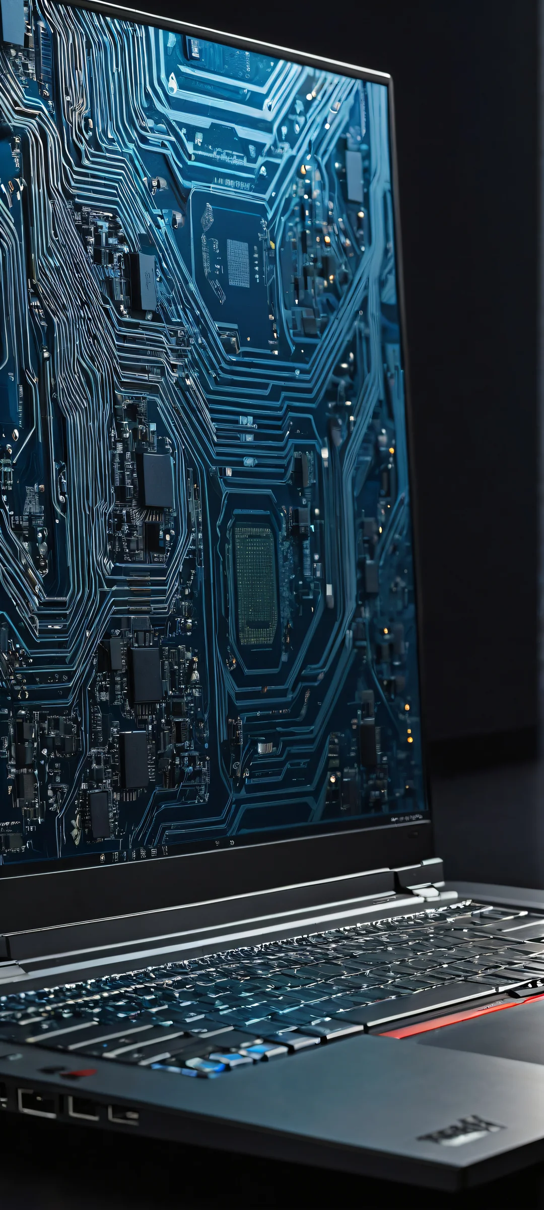 A stunning ThinkPad portrait with intricate details on a dark gradient background, perfect for iPhone/Android home screens.