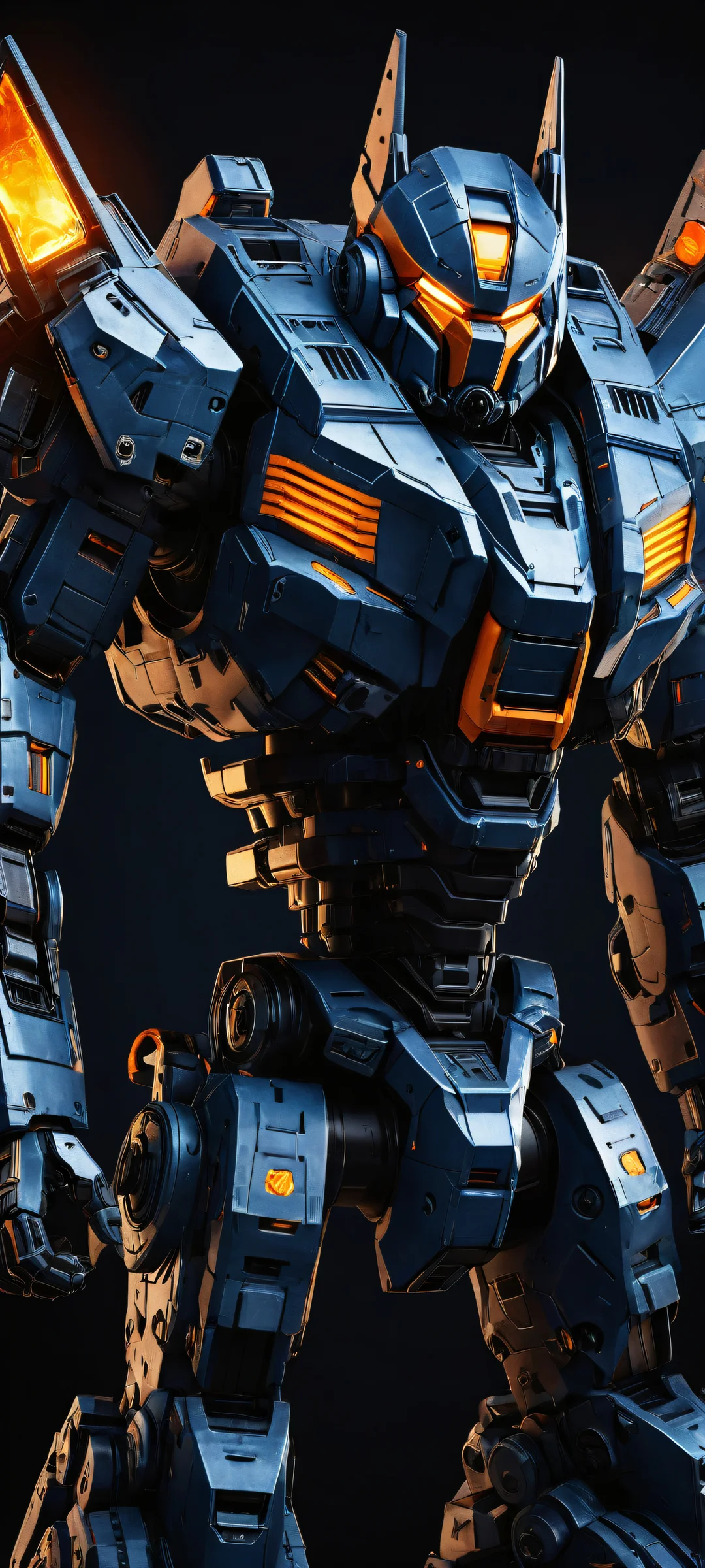 Beautiful digital artwork of a Timber Wolf Battlemech on a dark background, perfectly suited for iPhone and Android home screens.