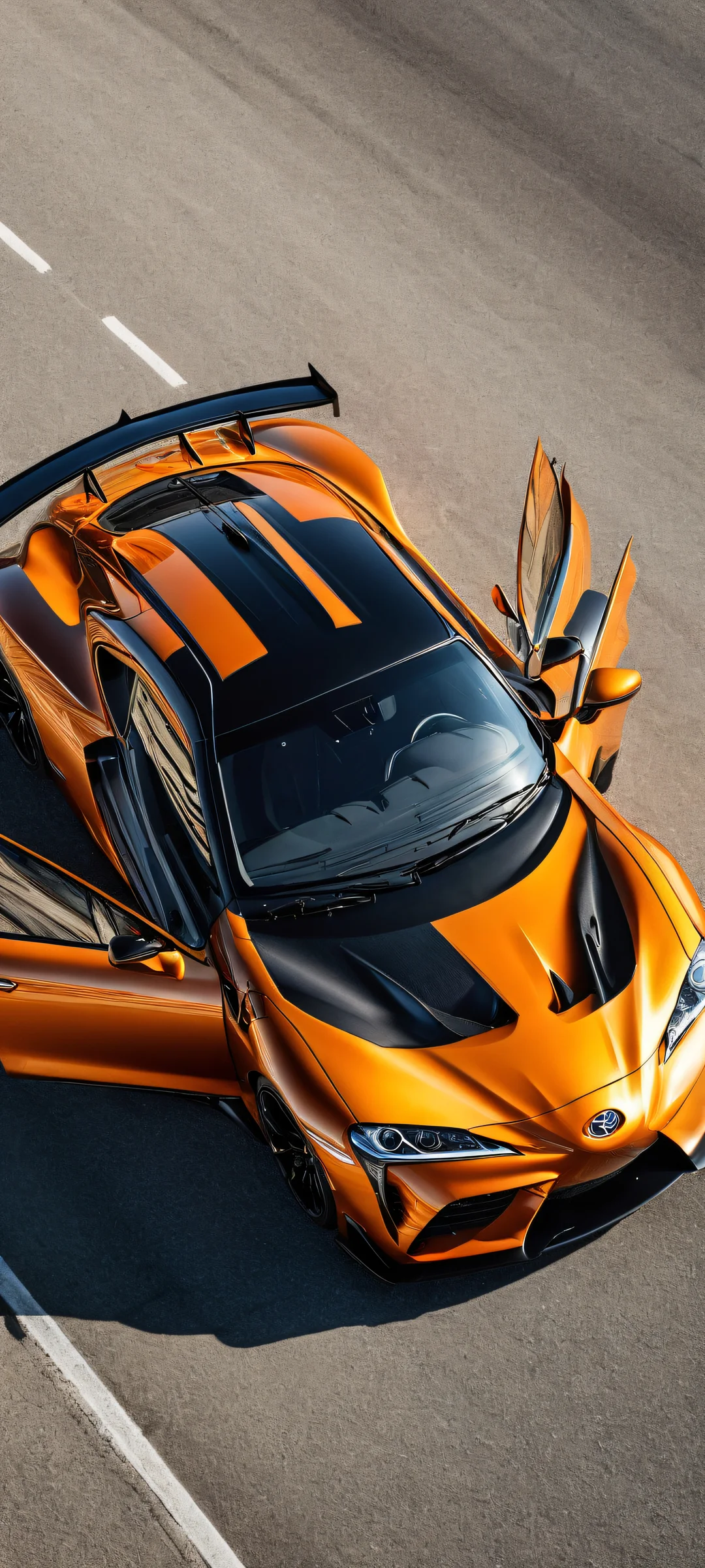 A stunning portrait of the Toyota GR010 Hybrid on a clean and empty background, perfectly optimized for iPhone and Android home screens.