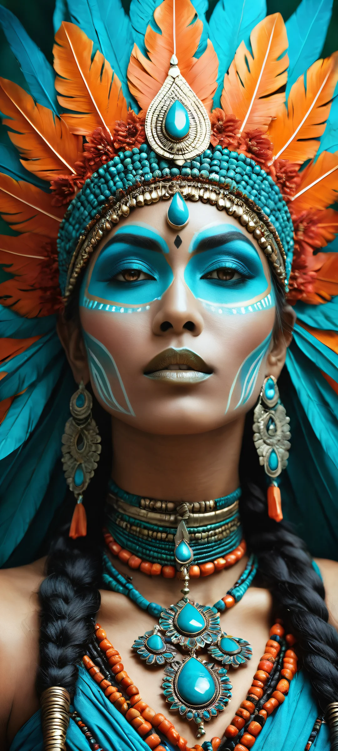 Ethereal portrait of a stunning tribal goddess on iPhone and Android home screens. Perfectly optimized for iPhone, Samsung Galaxy, and Android devices.