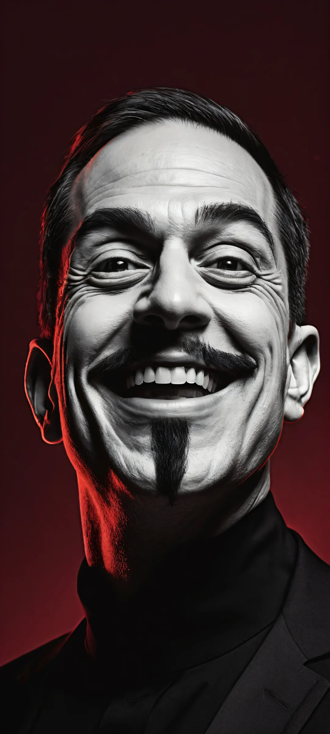 A stunning portrait artwork of trollface on a maroon background, perfectly optimized for iPhone and Android home screens.