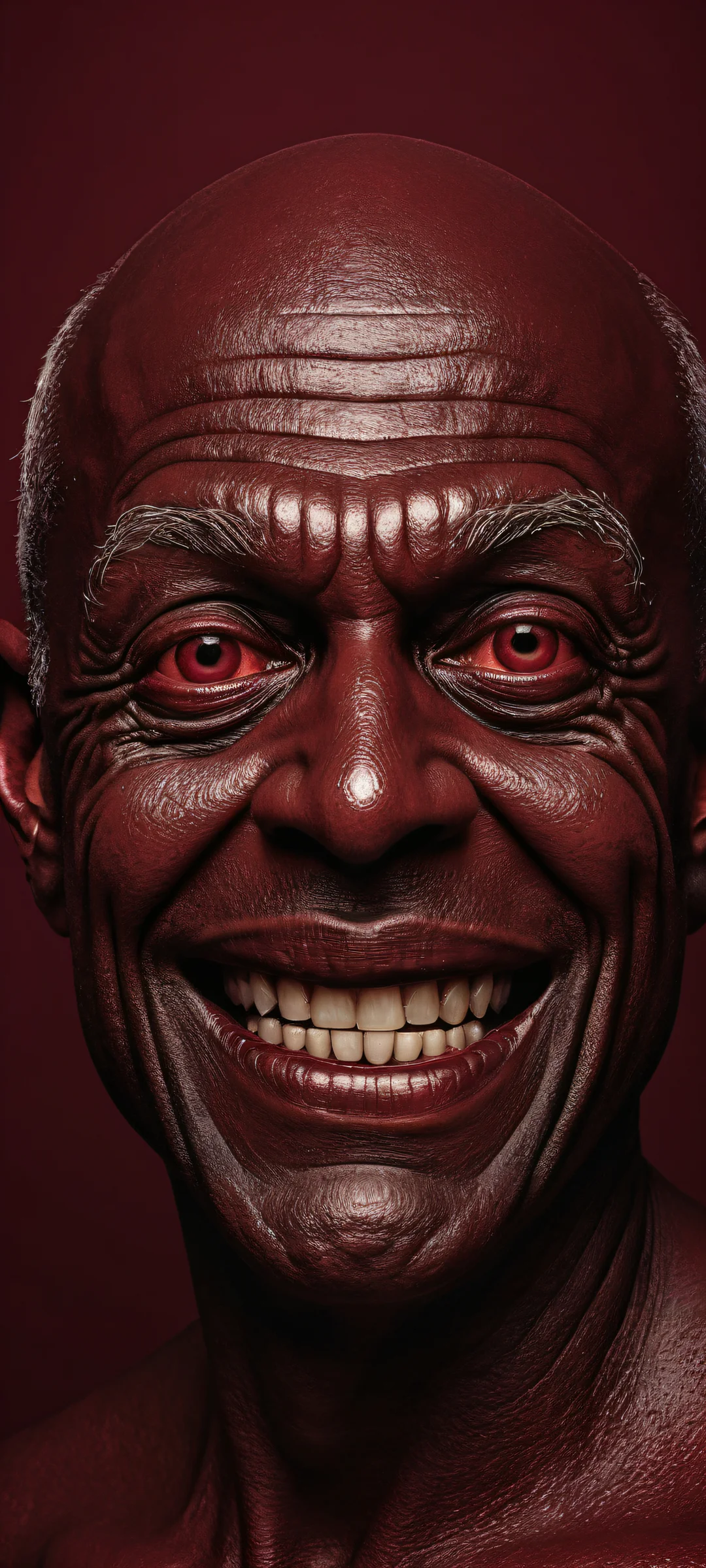 A majestic trollface portrait on a deep maroon background for iPhone/Android home screens.