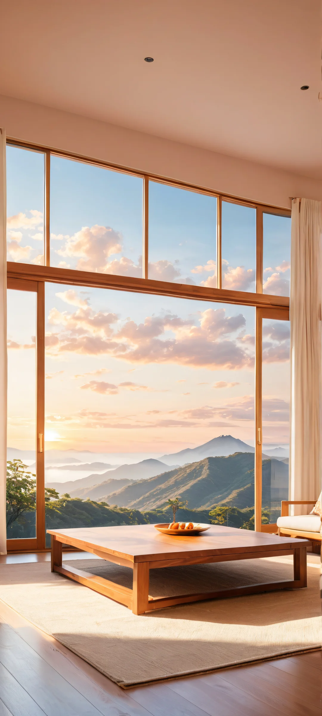A serene digital artwork of Tsukumo Yuki on a tatami floor, perfectly suited for iPhone/Android home screens.