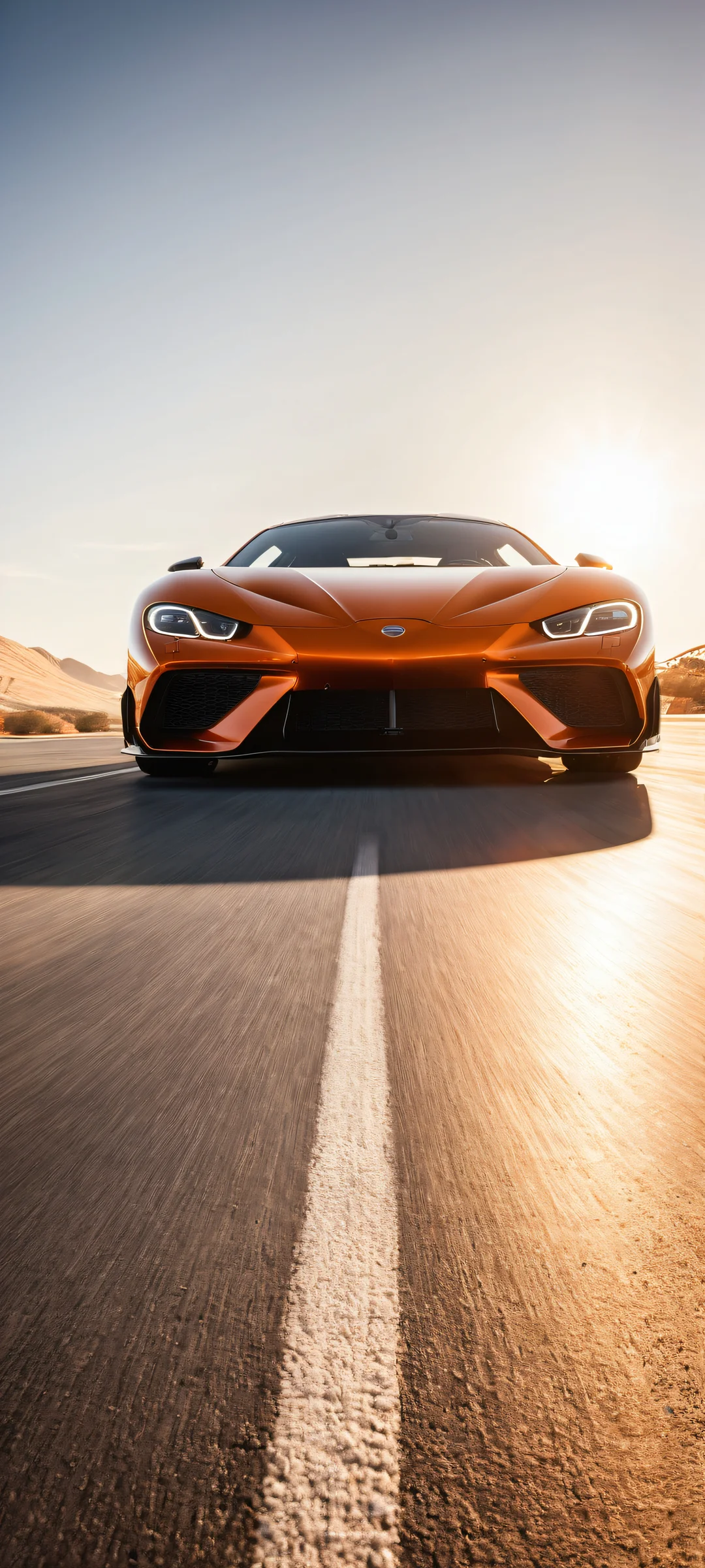 A sleek high-performance car shines bright with iPhone/Android-ready artwork featuring intricate micro-details and ethereal sunlight.