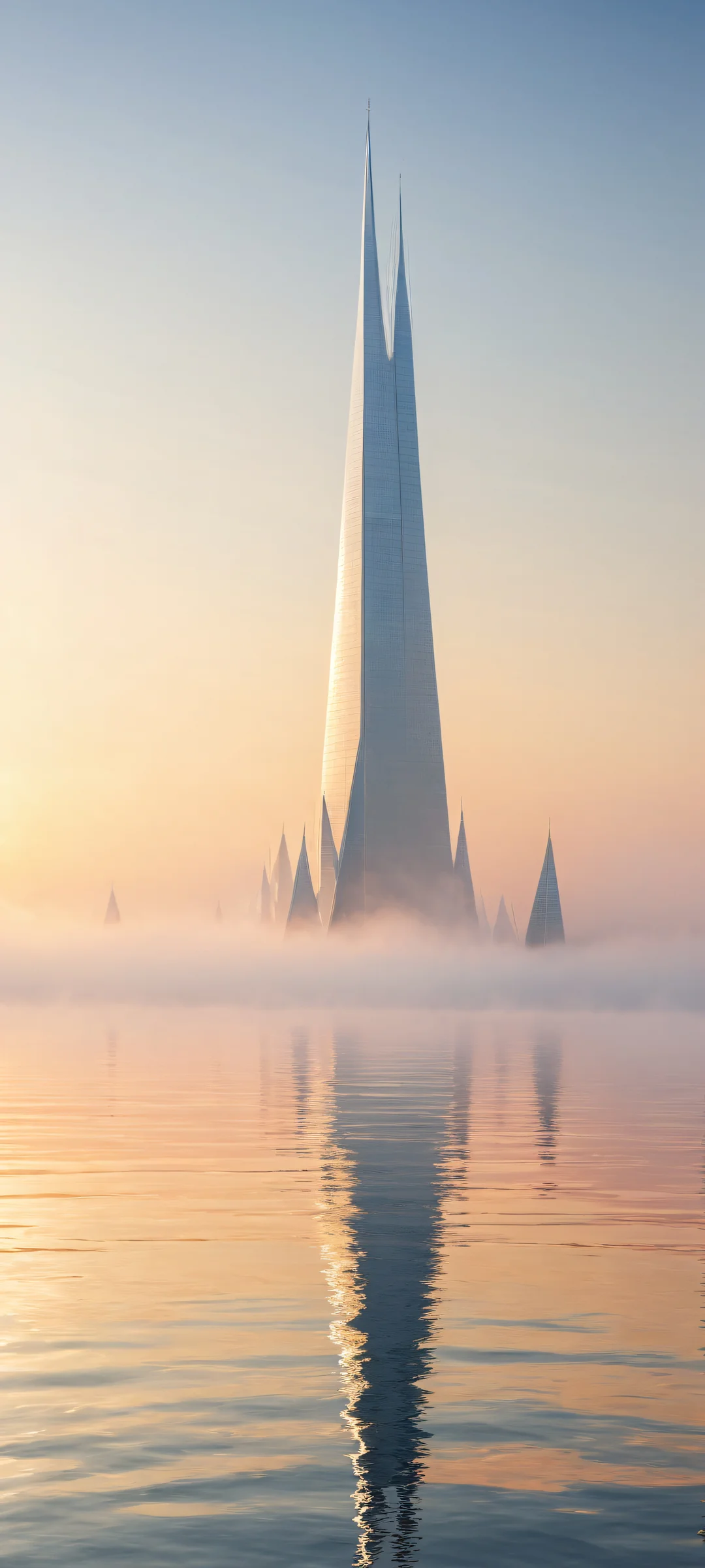 iPhone and Android users will be mesmerized by this breathtaking vertical portrait artwork of Unreal Shapes Emerge From The Fog, perfectly optimized for their home screens.