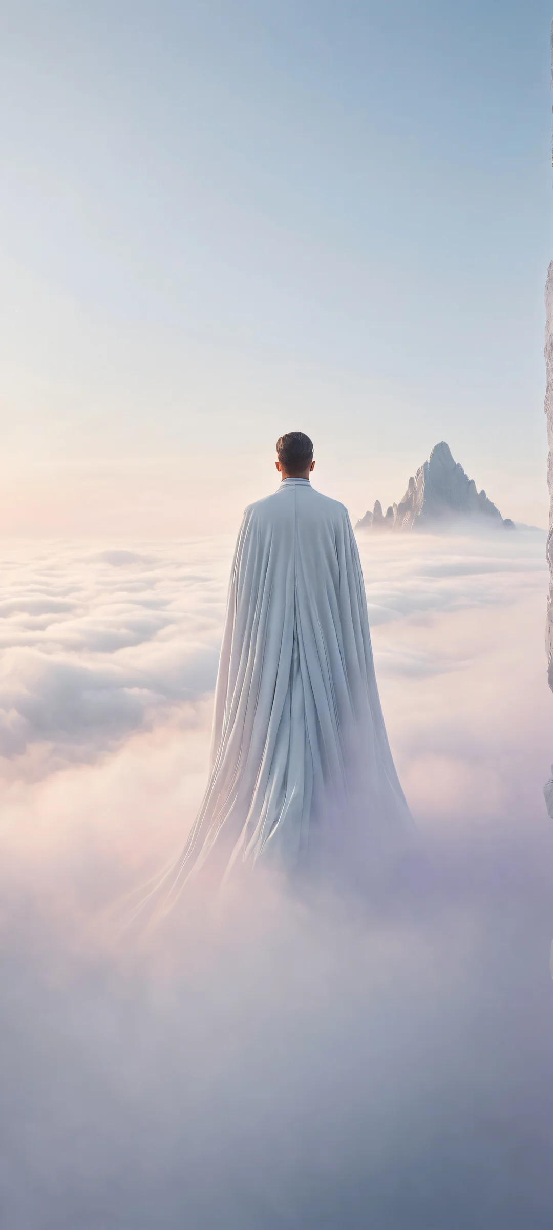 Unreal Shapes in Misty Dawn QHD Phone Background Ethereal portrait artwork featuring Unreal Shapes against a misty morning fog on iPhone/Android devices.