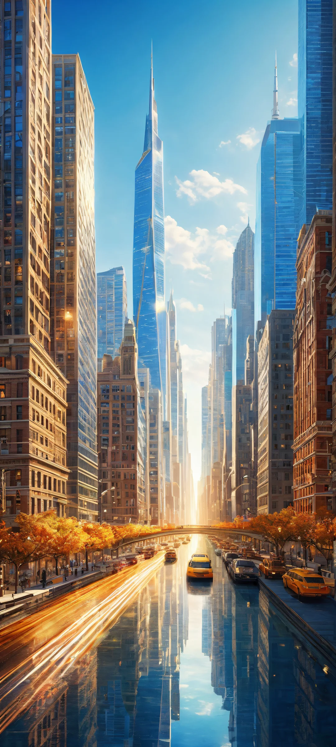 iPhone/Android exclusive - stunning cityscape artwork with intricate details and vibrant colors, perfect for your phone's home screen