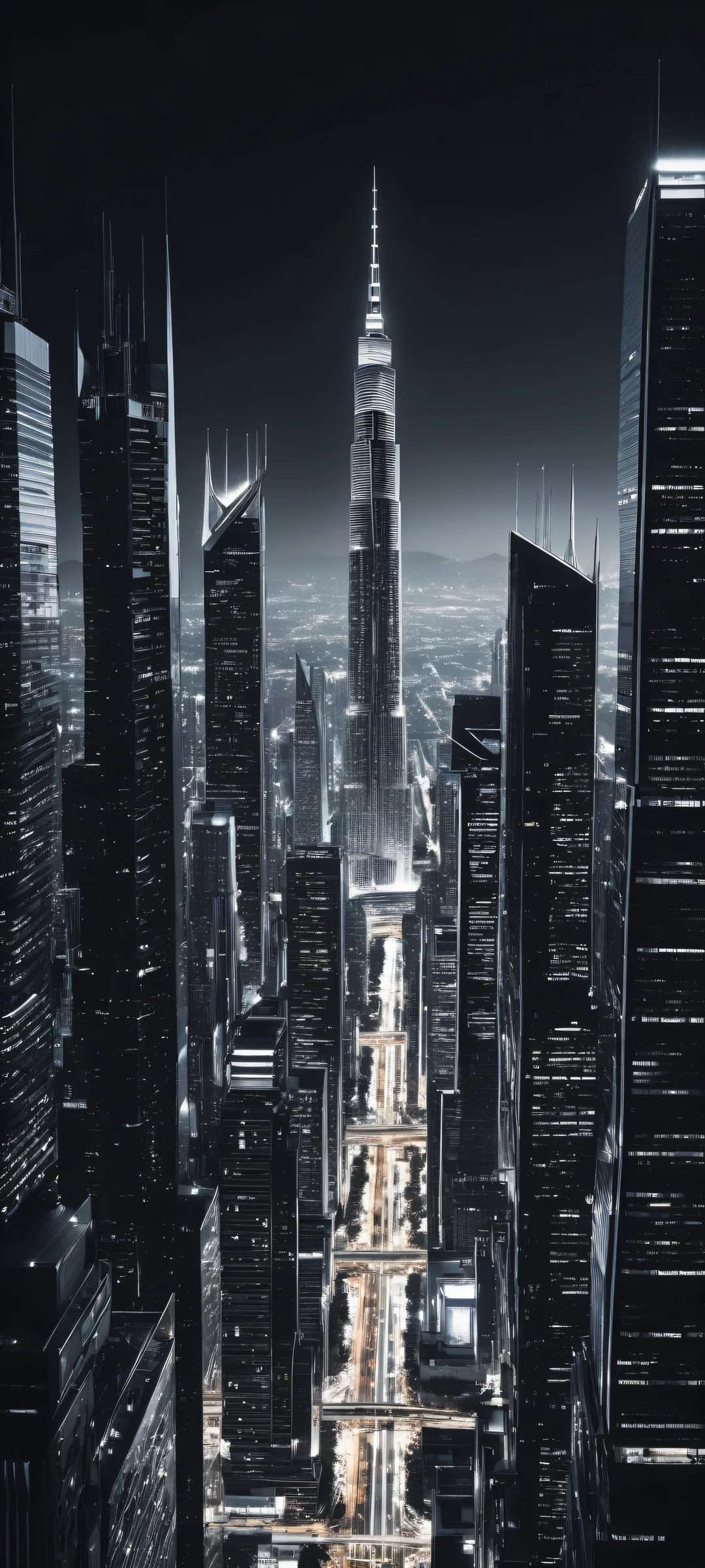 iPhone and Android users will adore this breathtaking digital artwork featuring a futuristic cityscape with soaring skyscrapers, pristine clarity, and stunning visual impact. Perfectly optimized for your mobile home screen.