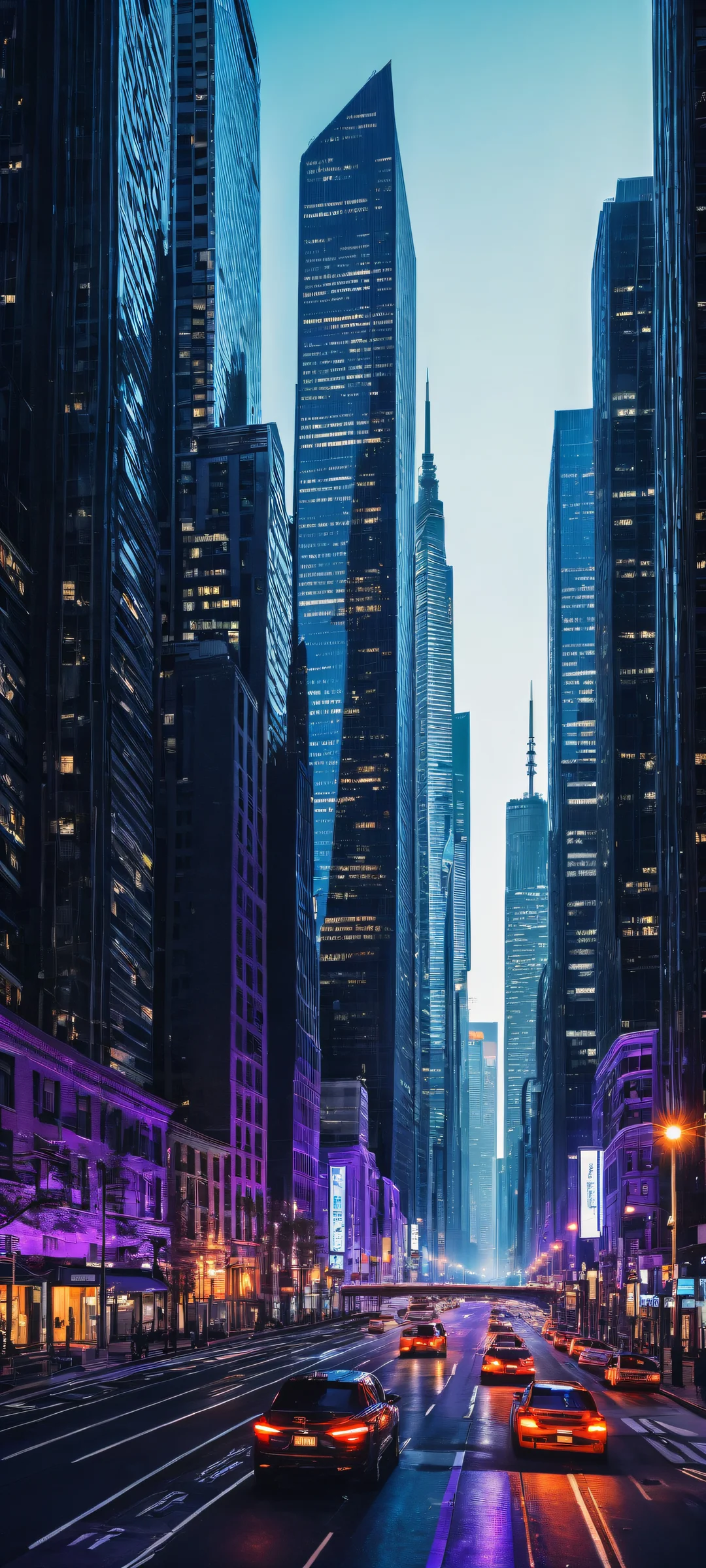 iPhone/Android exclusive artwork featuring a breathtaking vertical portrait of skyscrapers with intricate city textures and architectural patterns. Perfect for your phone's home screen.