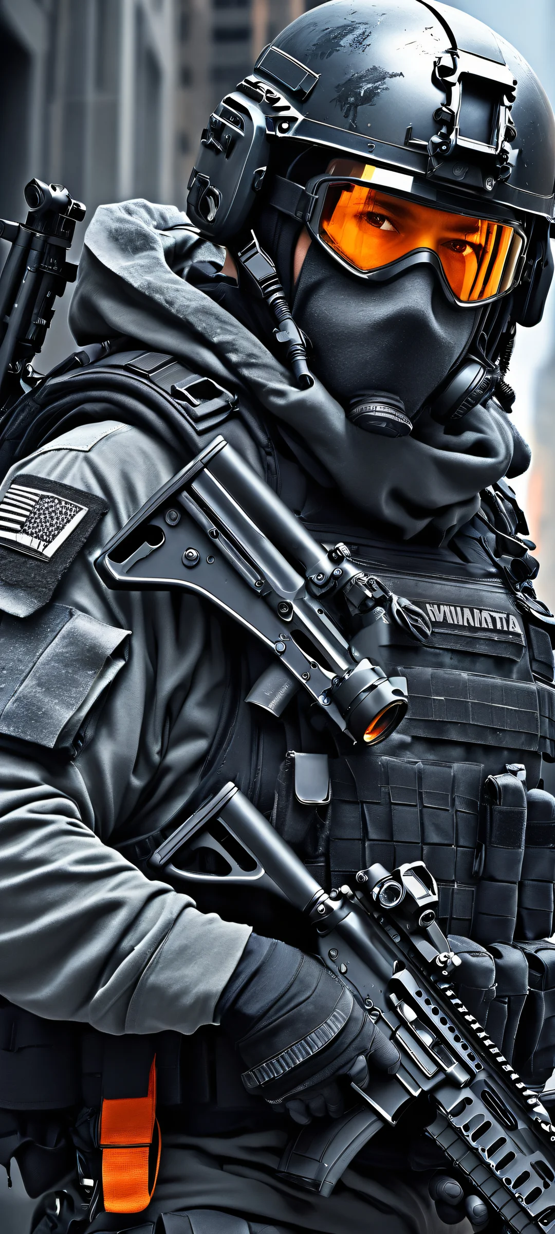 iPhone/Android users will love this stunning SWAT team artwork featuring intricate details and a breathtaking urban battlefield scene.