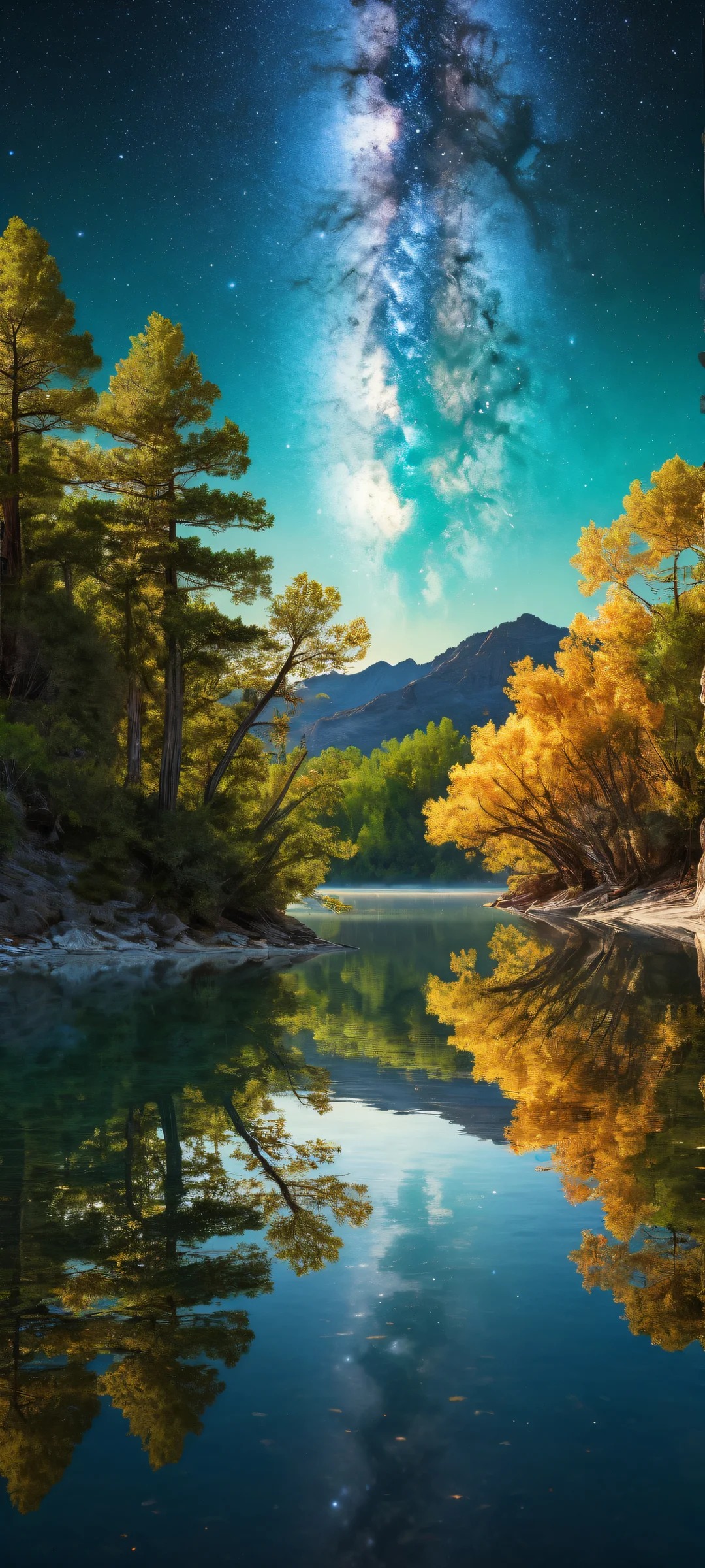 Mesmerizing vertical portrait of a classical renaissance oil painting featuring a serene vernal equinox night with an iPhone/Android perfect composition, stunning visual impact, and radiant colors.