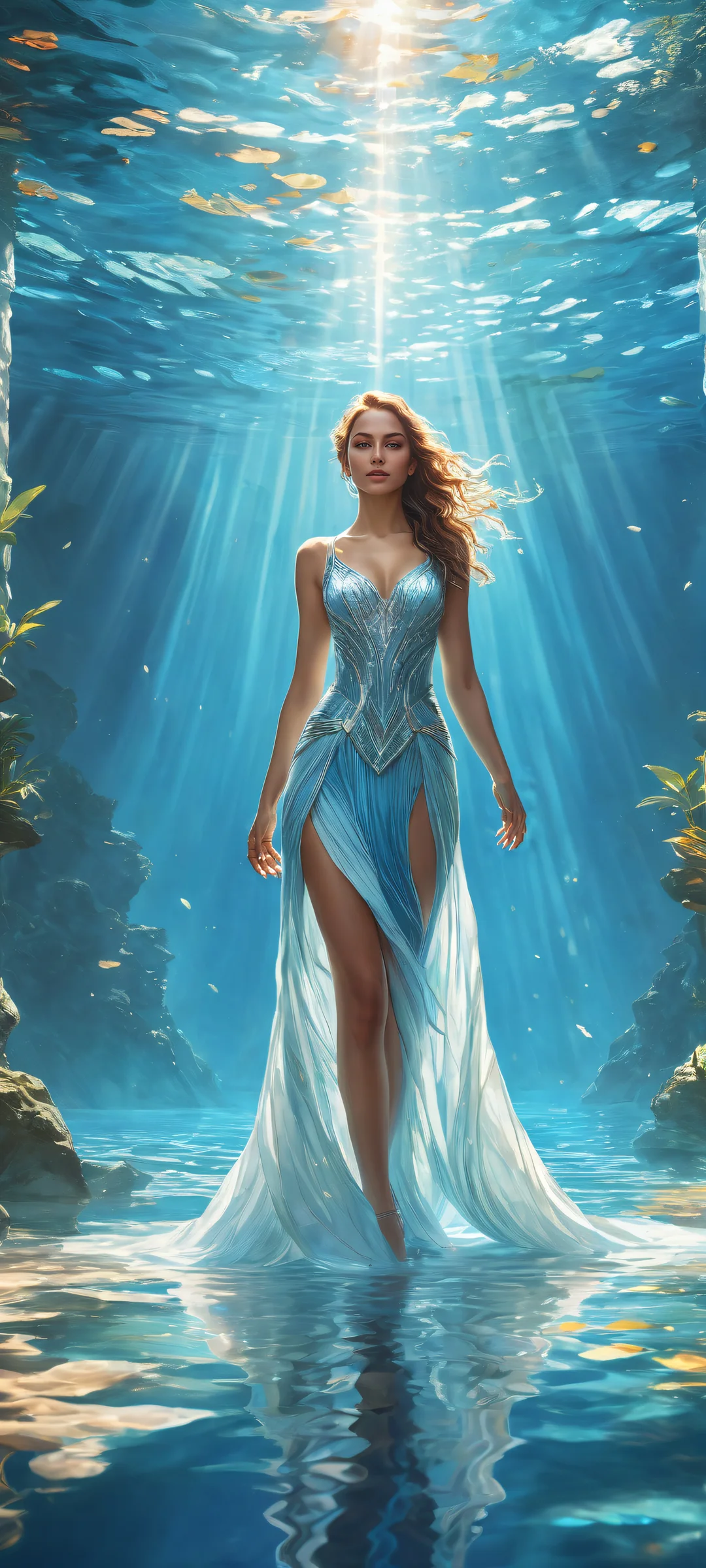 Beautiful digital art of video game girls standing in a void, perfectly optimized for iPhone/Android home screens.