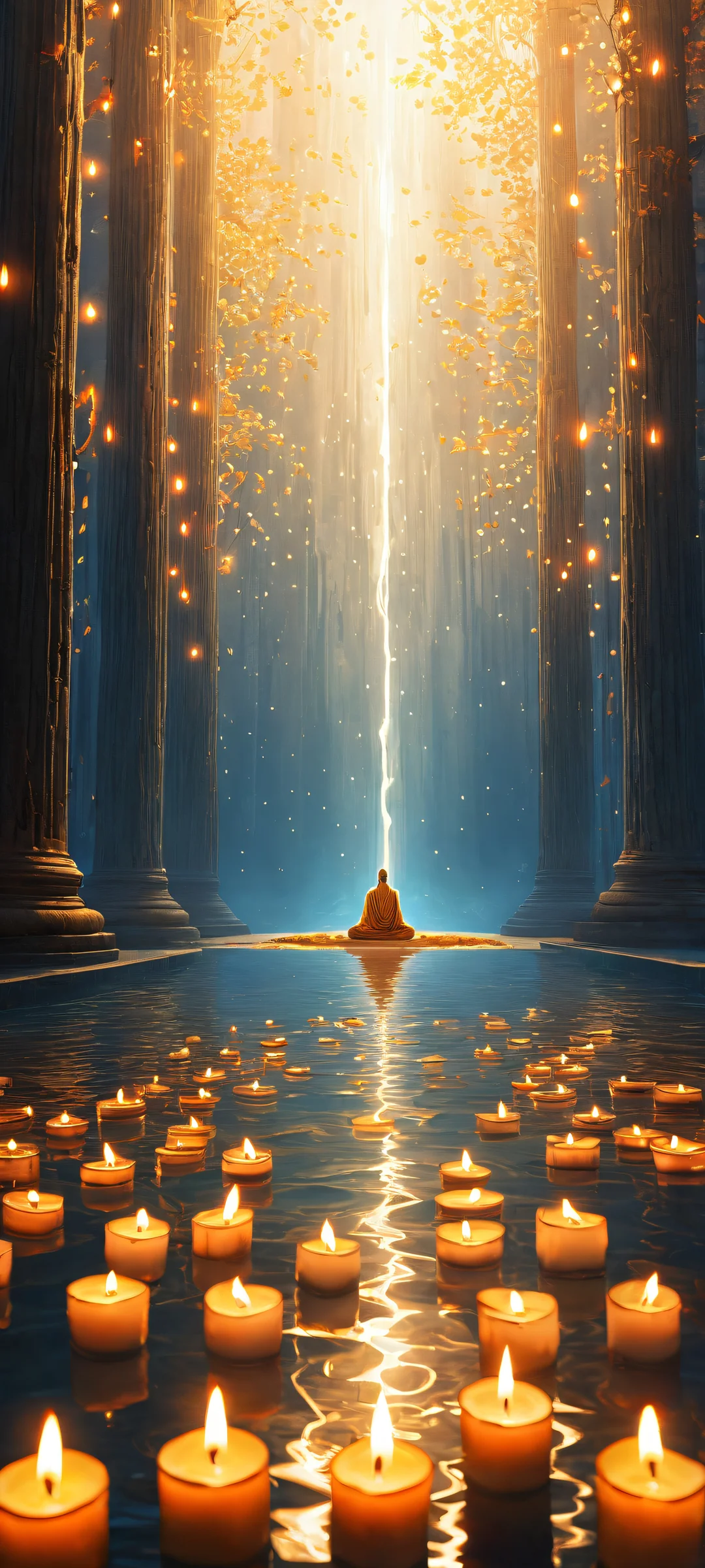 iPhone and Android wallpaper featuring a breathtaking vigil of thousand candle lights with intricate shadows and reflections. Perfect for your home screen.