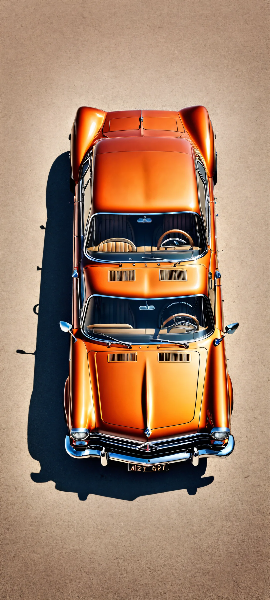A classic car iPhone/Android wallpaper featuring intricate micro-details and a secret fantasy environment