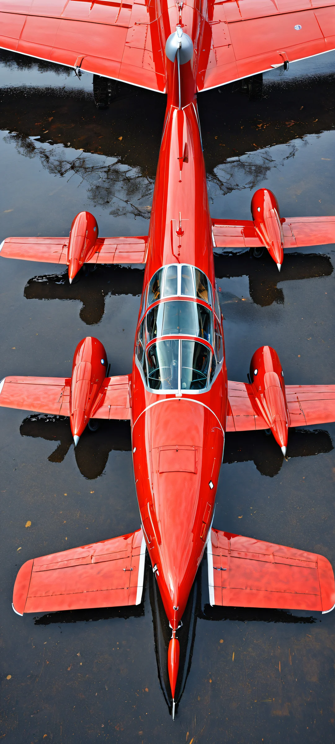 Vintage Propeller Charm iPhone & Samsung QHD Wallpaper A vintage propeller aircraft on a wet runway/tarmac with iPhone/Android mirror reflection