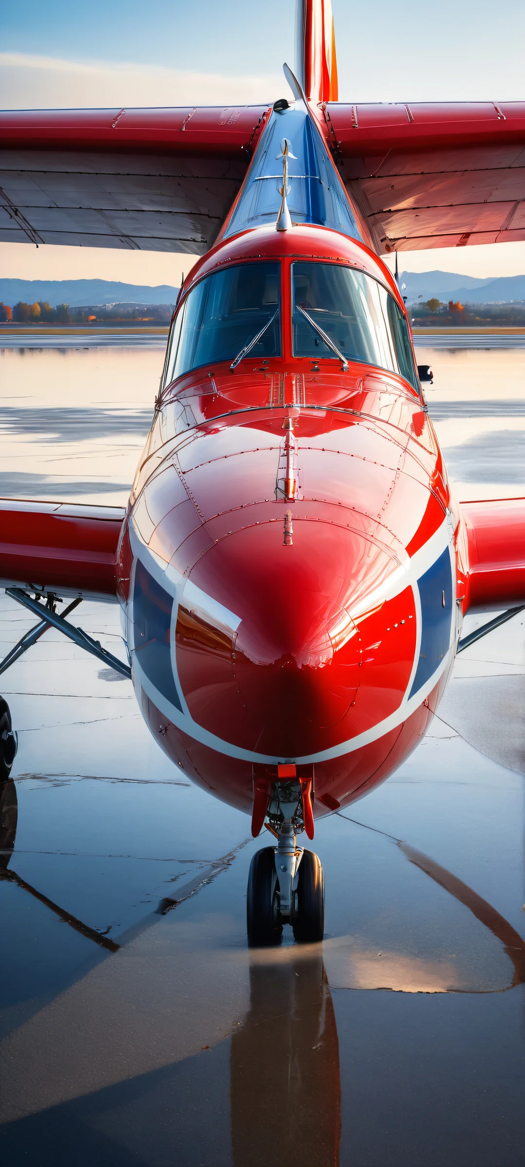 A vintage propeller aircraft on a wet runway, perfectly optimized for iPhone/Android home screens.