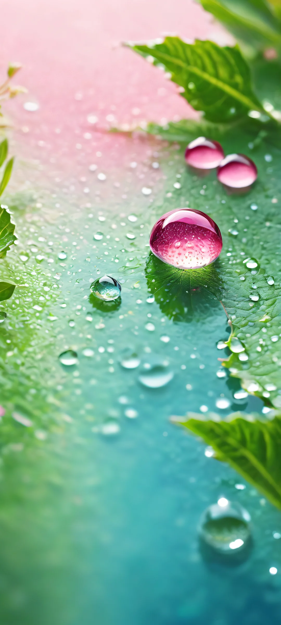 A breathtaking portrait of water droplets on a pristine background, perfectly optimized for iPhone/Android home screens.